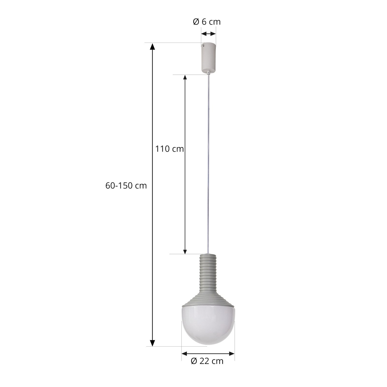 Lucande hanglamp Florine, grijs/opaal, keramiek, glas