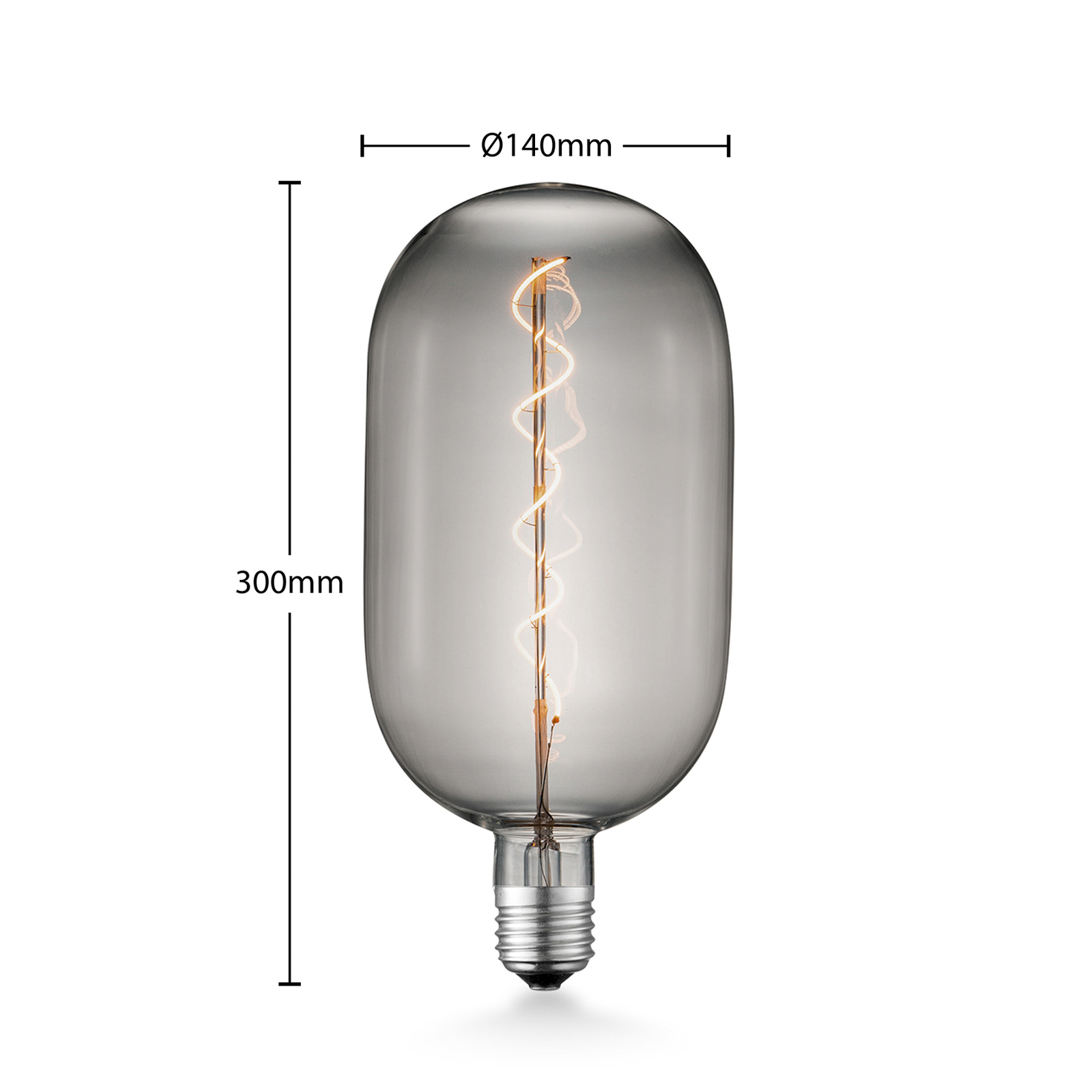 Lucande LED bulb E27 T140 4W 2,800K dimmable smoke
