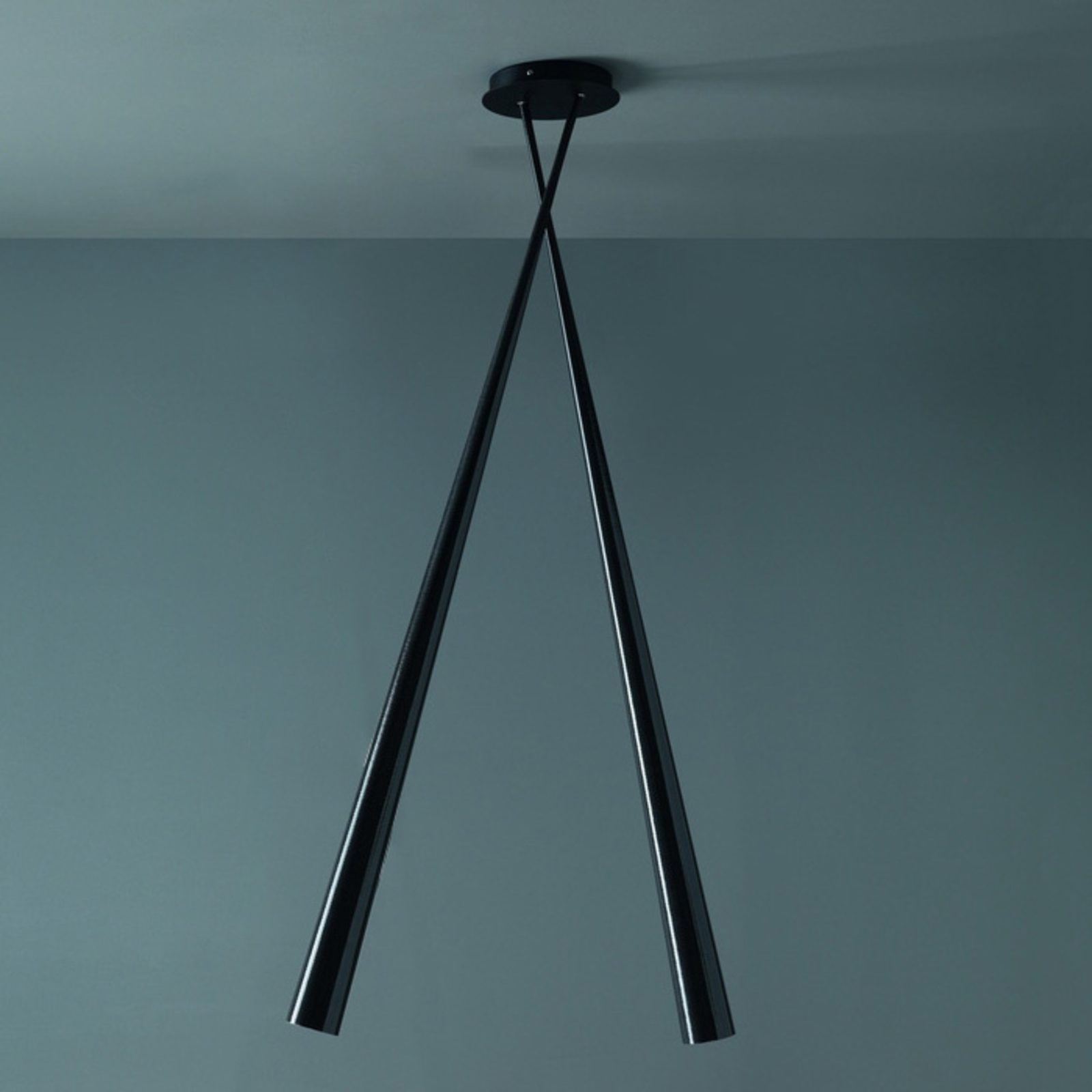 Karboxx Drink Bicono designer hanging light, black, 127 cm, for Living / Dining Room, carbon, metal, 8.7 W, energy efficiency: A+
