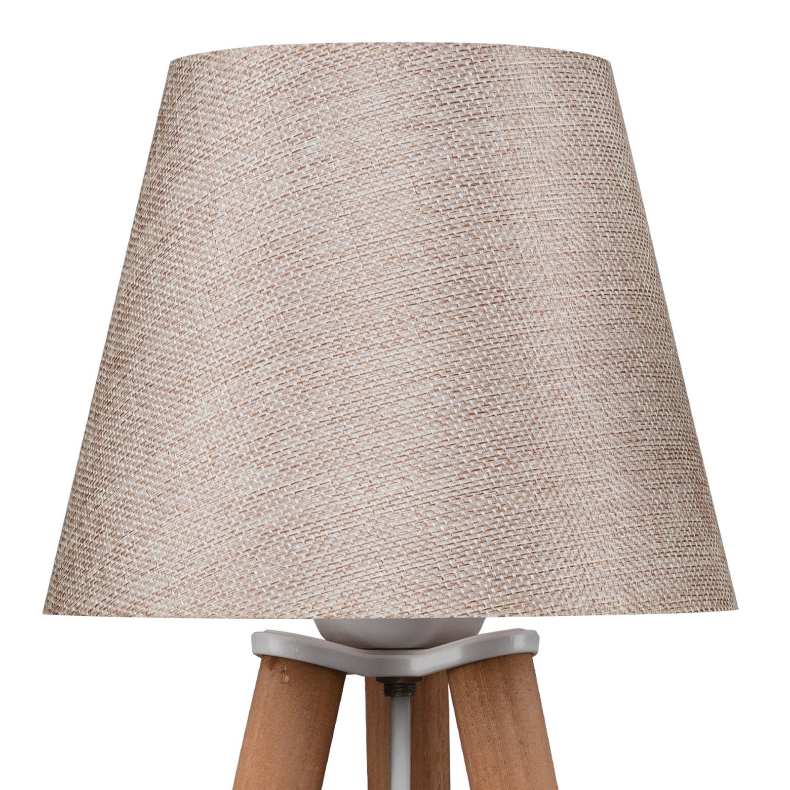 Tischleuchte Dona, beige/holzfarben, Stoff, Holz, Dreibein