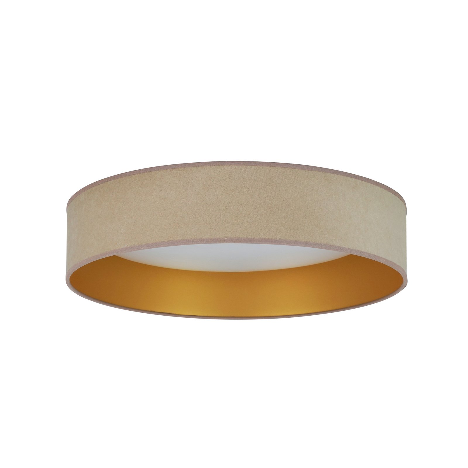 LED griestu gaisma Plafond, samts, smilškrāsas/zelta, audums, Ø 45 cm,3