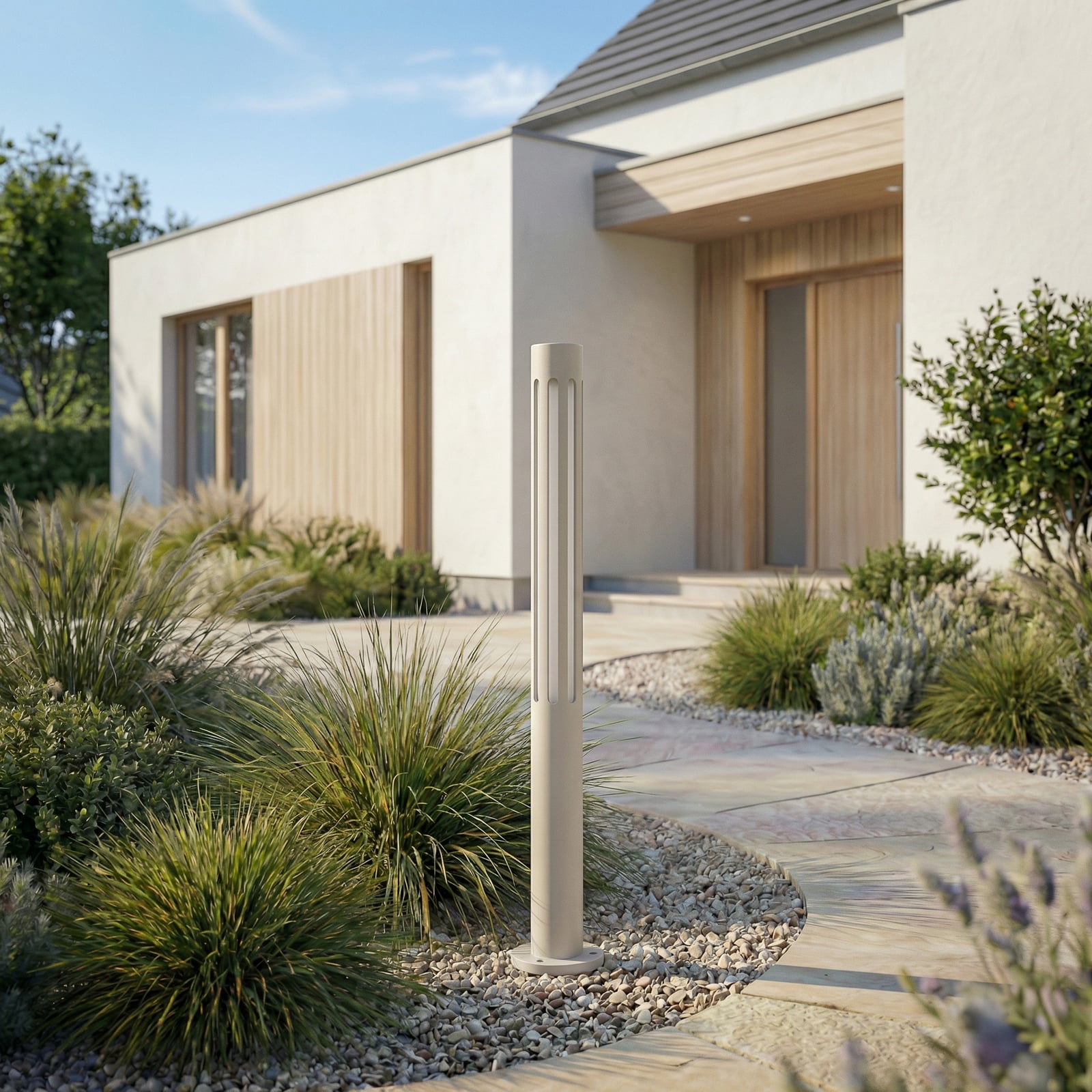 LED osvětlení cesty Fjorya, kamenně šedé, výška 60 cm, IP65 – Lindby