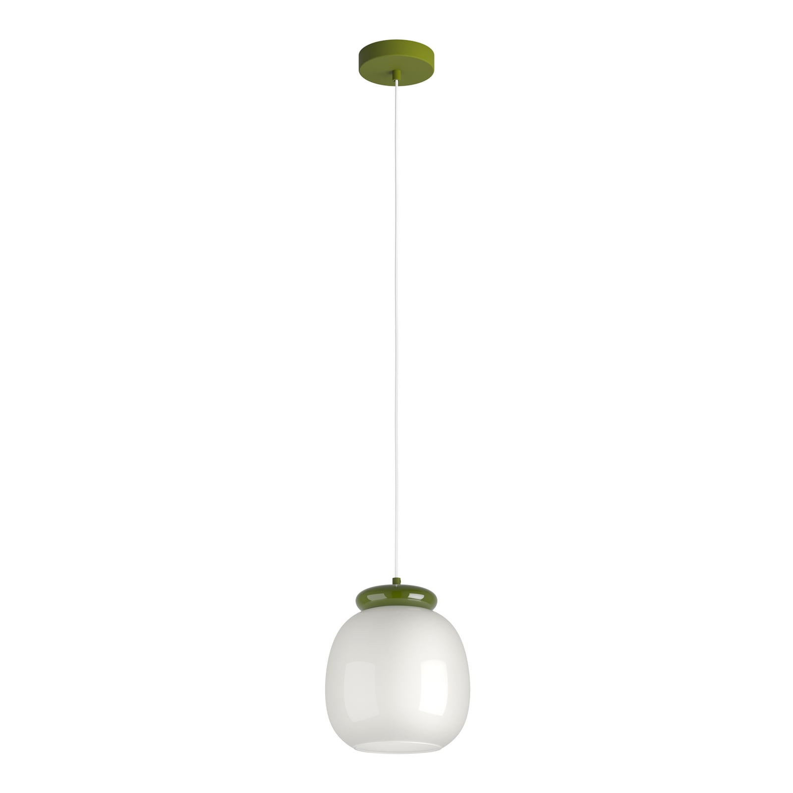 Závěsné světlo Berardelli, bílé/zelené, Ø 23 cm, sklo, E27