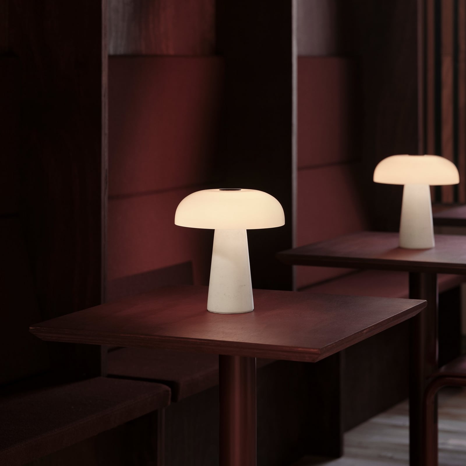Glossy mini, LED-Akku-Tischleuchte, Marmor weiß, Nordlux