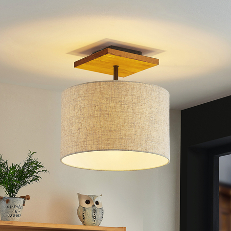 Lindby Danora Deckenleuchte mit Textilschirm, Holz