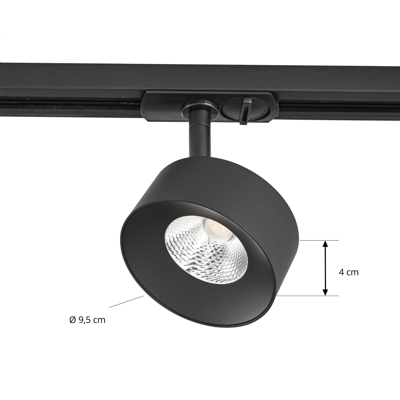 Lindby LED-skinnespot Linaro, sort, Ø 9,5 cm, 3.000 K