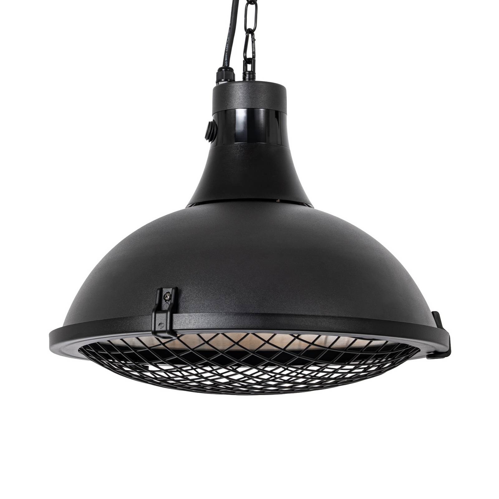 Wiszący promiennik grzewczy Lucande Ormio, czarny,  Ø 43 cm, IP44
