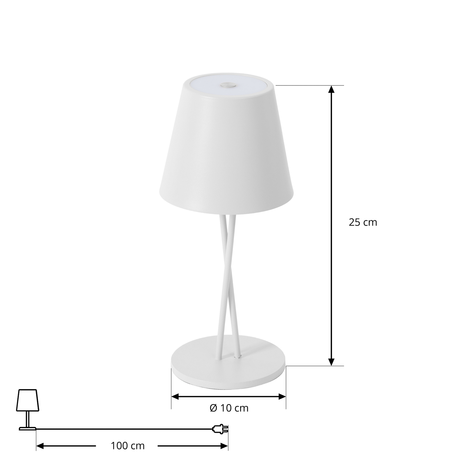 Candeeiro de mesa recarregável Lindby LED Janea CROSS, branco, metal