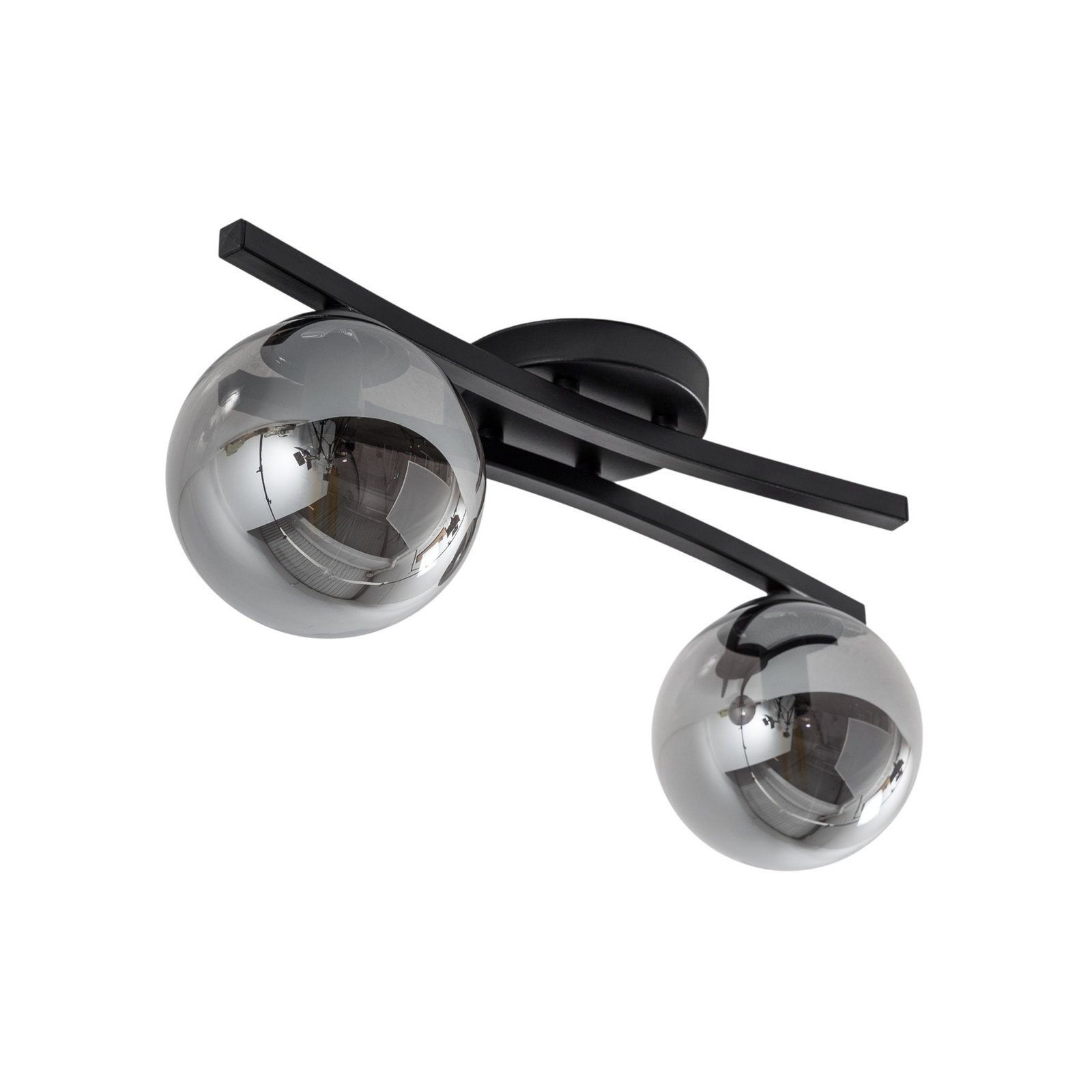 Lampa sufitowa OPUS, długość 60 cm, dymny szary/czarny, 2-punktowa.