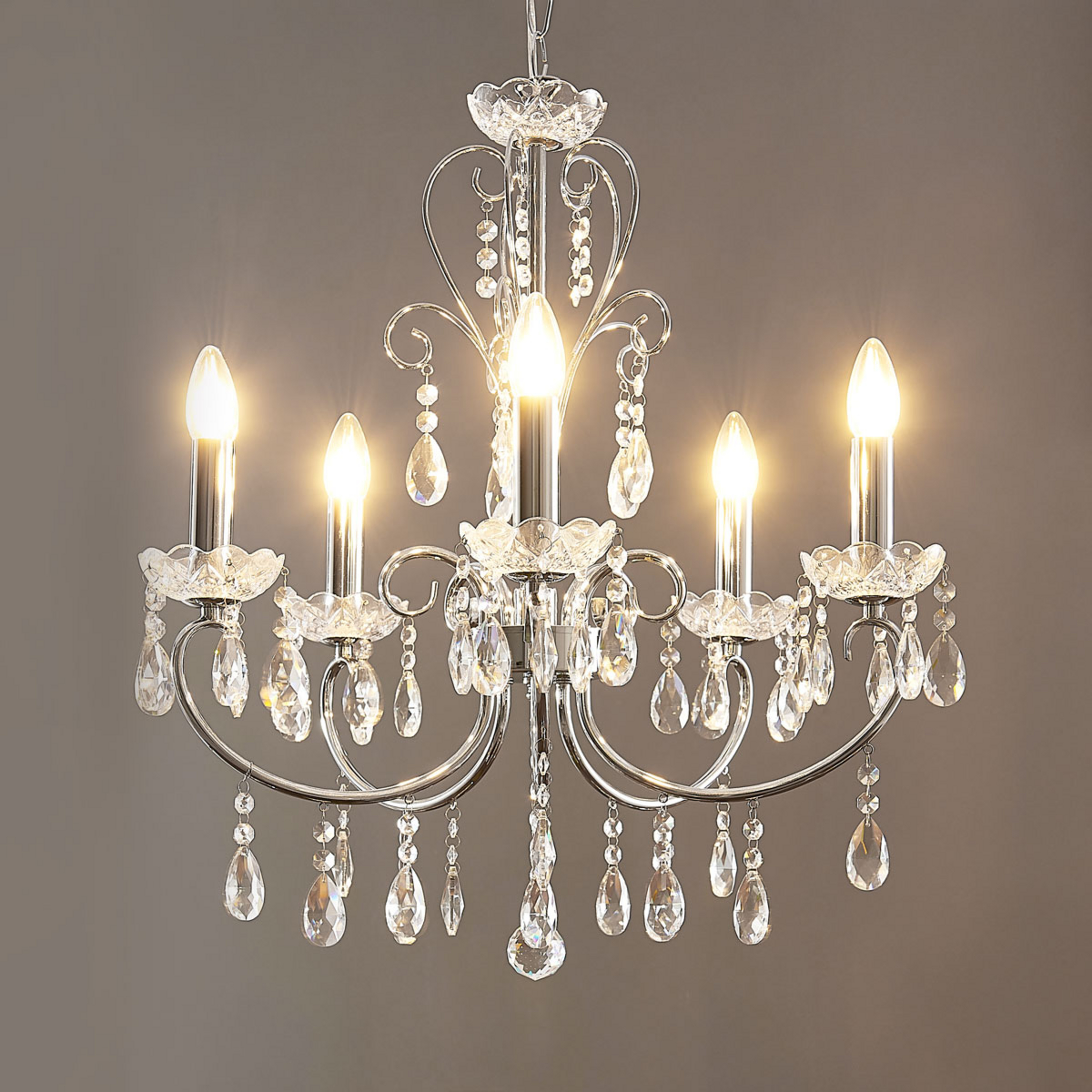 Lucande Kronleuchter Solveig, Ø 60 cm, 5-flammig, chrom