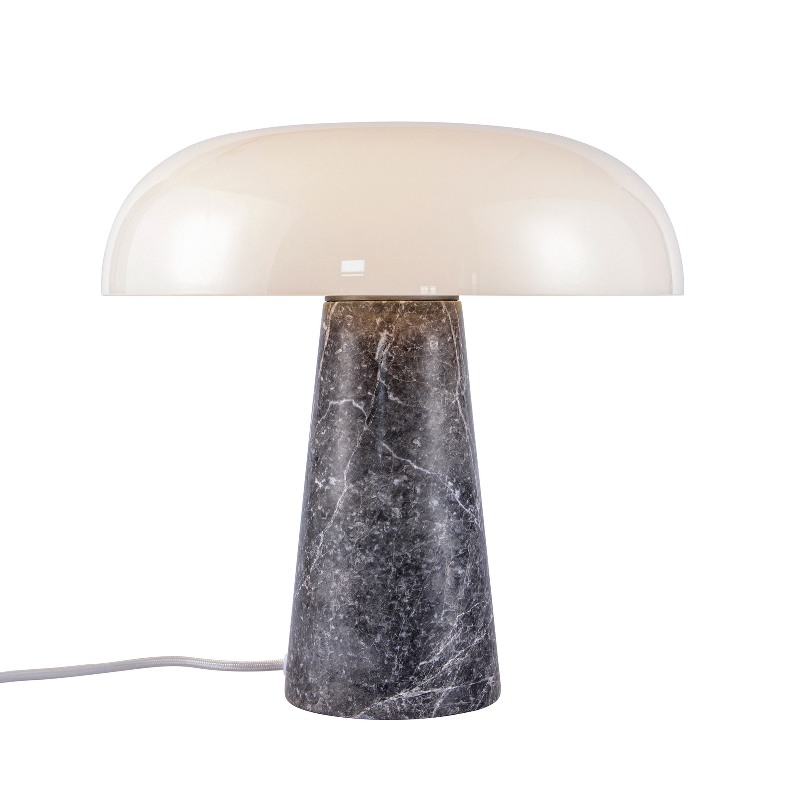 Lámpara de mesa Glossy, gris/blanco opalino