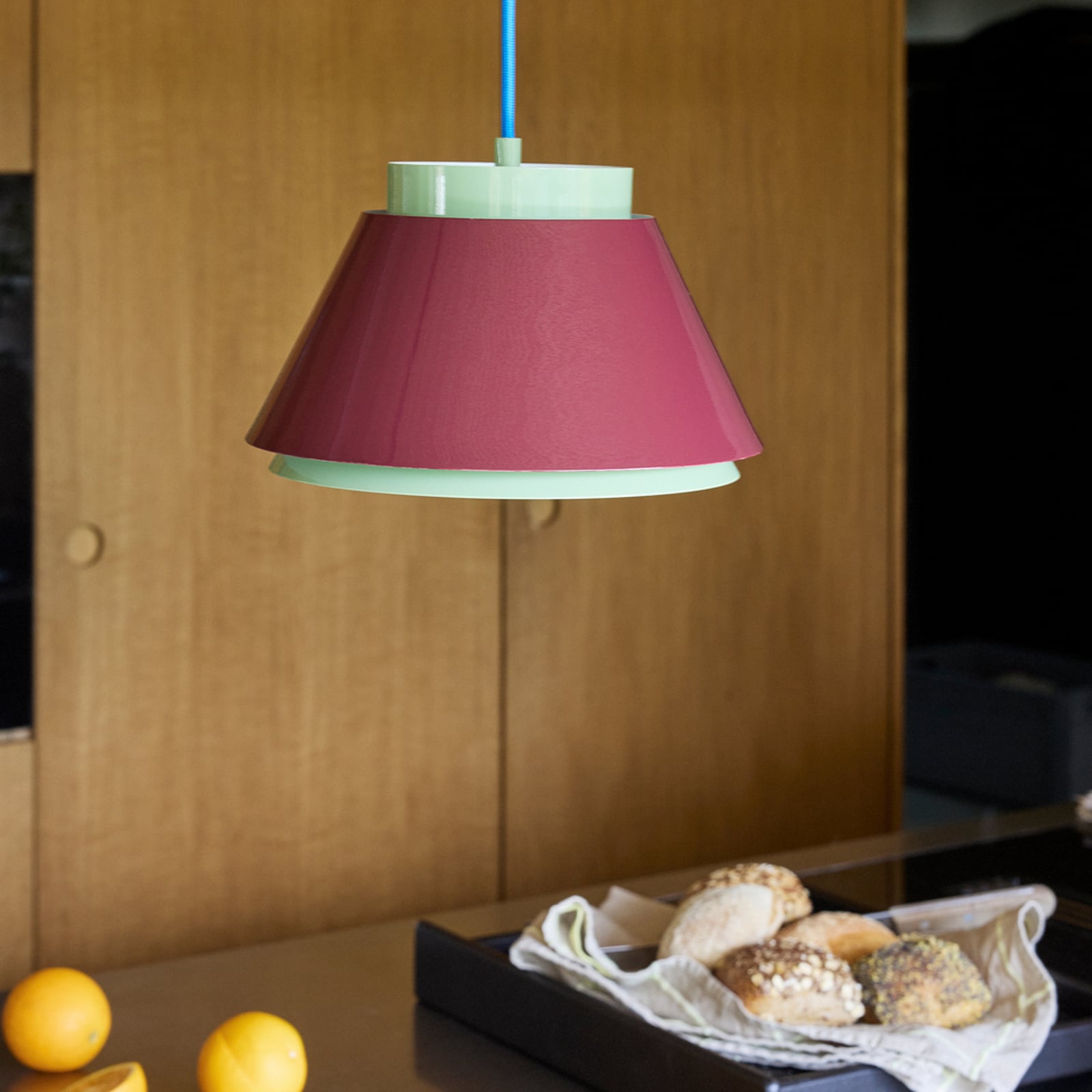 Hängelampe Remi, grün/rot, Ø 25 cm, Metall