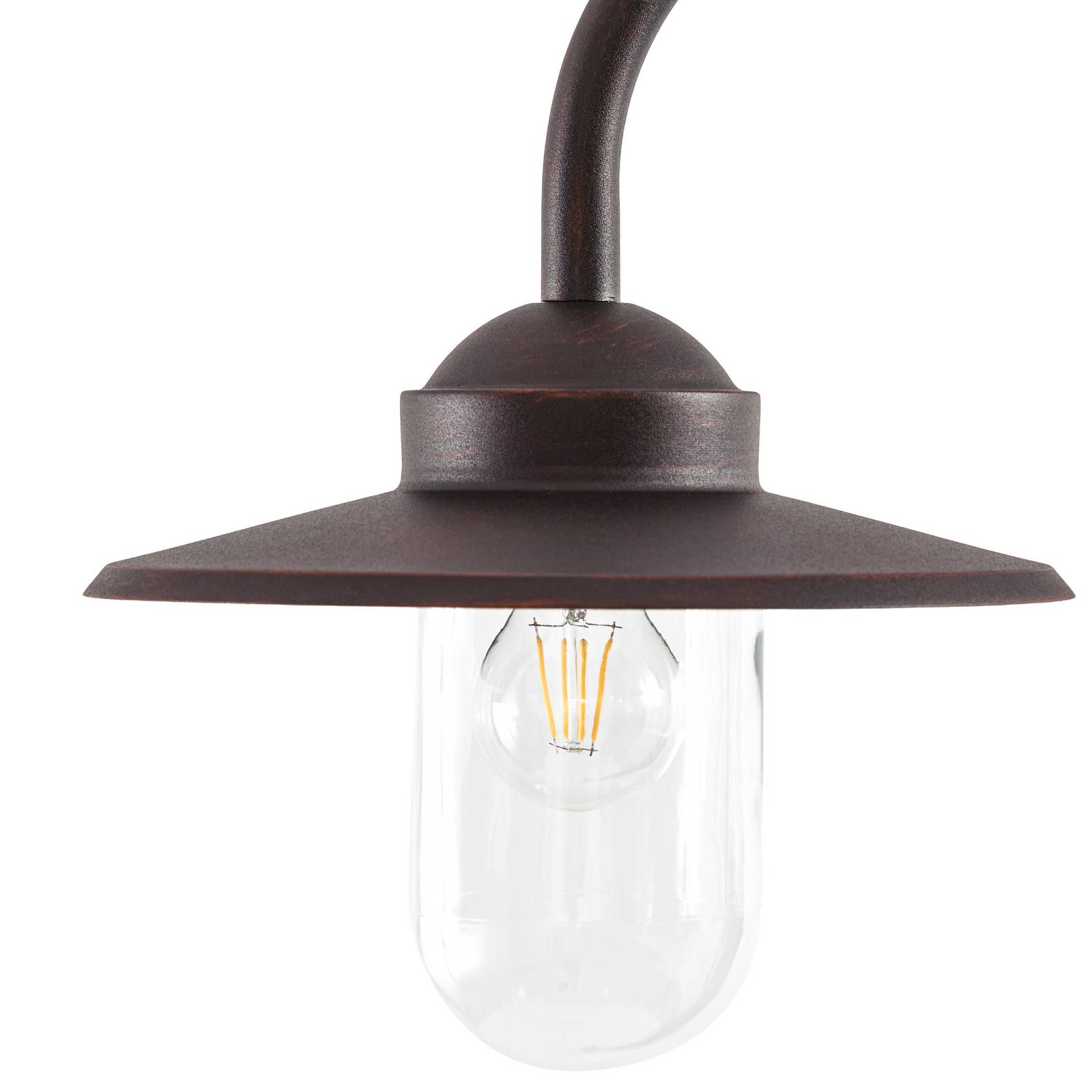 Lampa zewnętrzna Lindby Bilma, 1-punktowa, kolor rdzy, 220 cm, szkło, IP65
