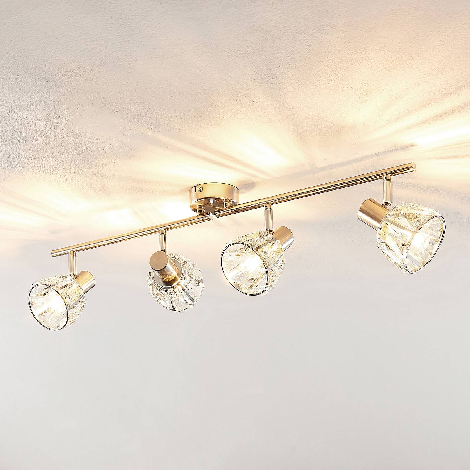 Lindby Kosta plafondlamp, 4-lamps, nikkel