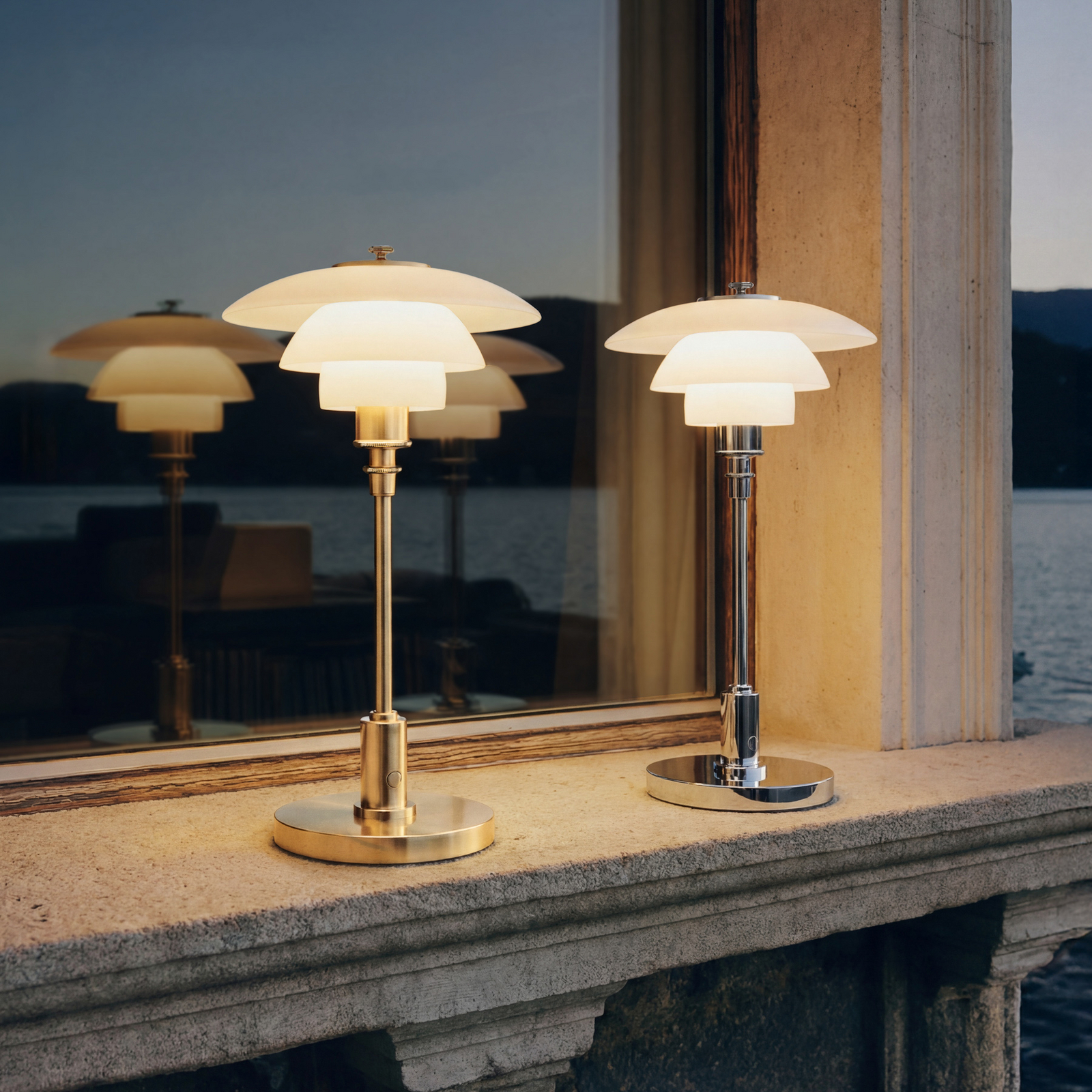 PH 1-1 bærbar bordlampe, krom, IP44 - Louis Poulsen