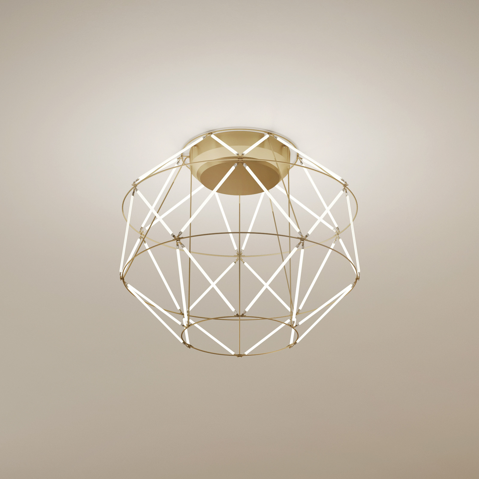 Euclide LED ceiling light, gold-coloured, metal, 35 cm wide