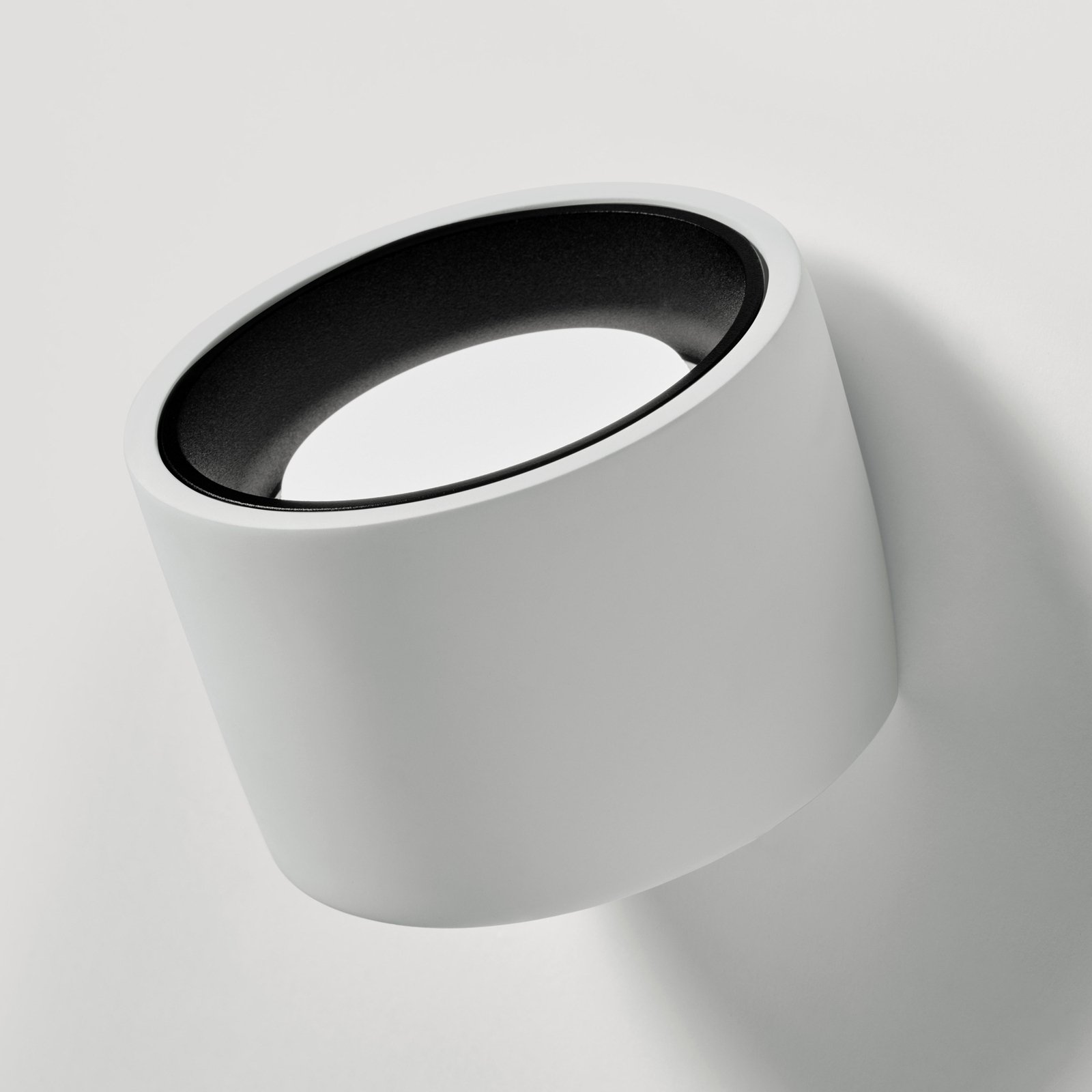 Nasso wall light, white/black, round, Ø 12 cm, plaster, GX53