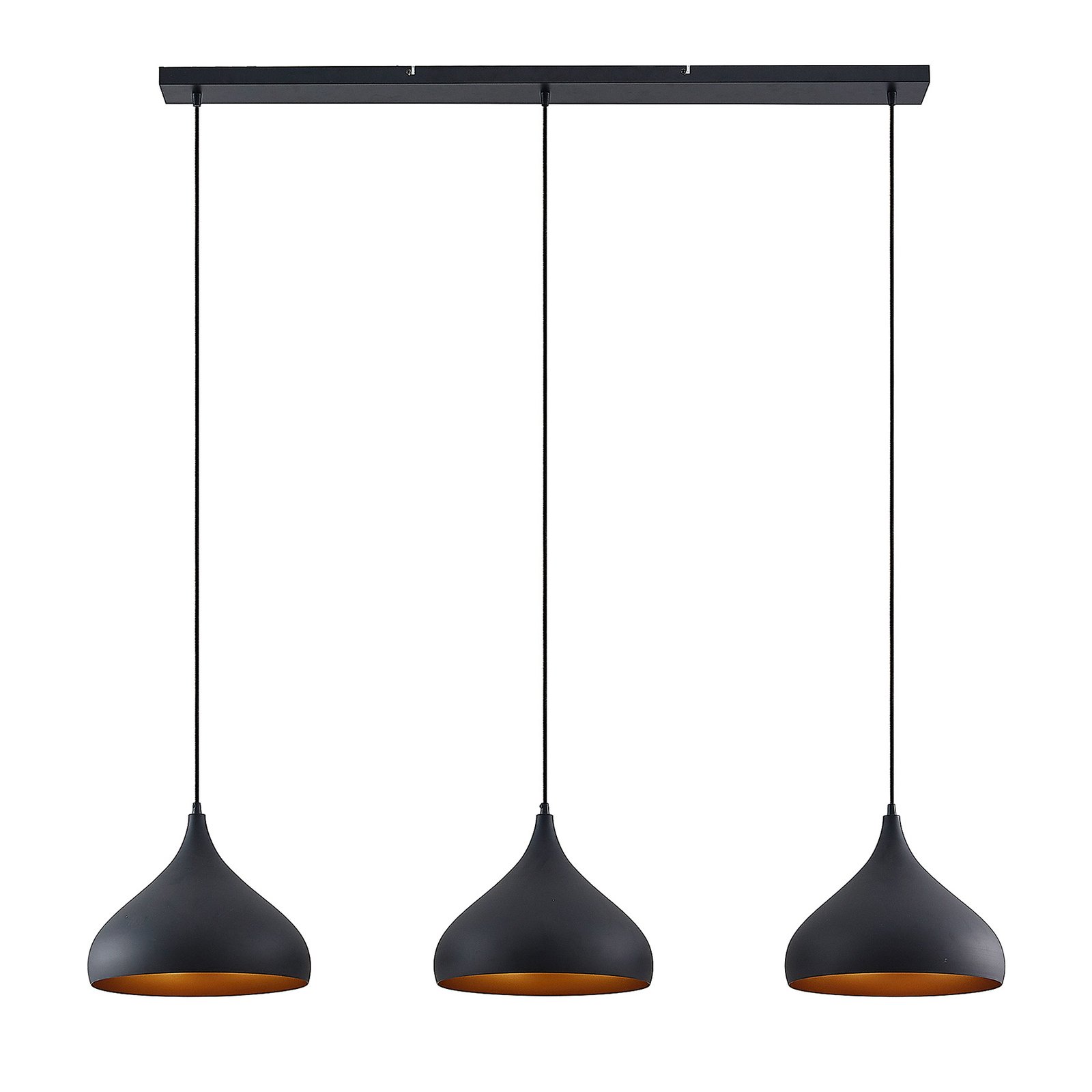 Lindby Elamira suspension, à 3 lampes, noire