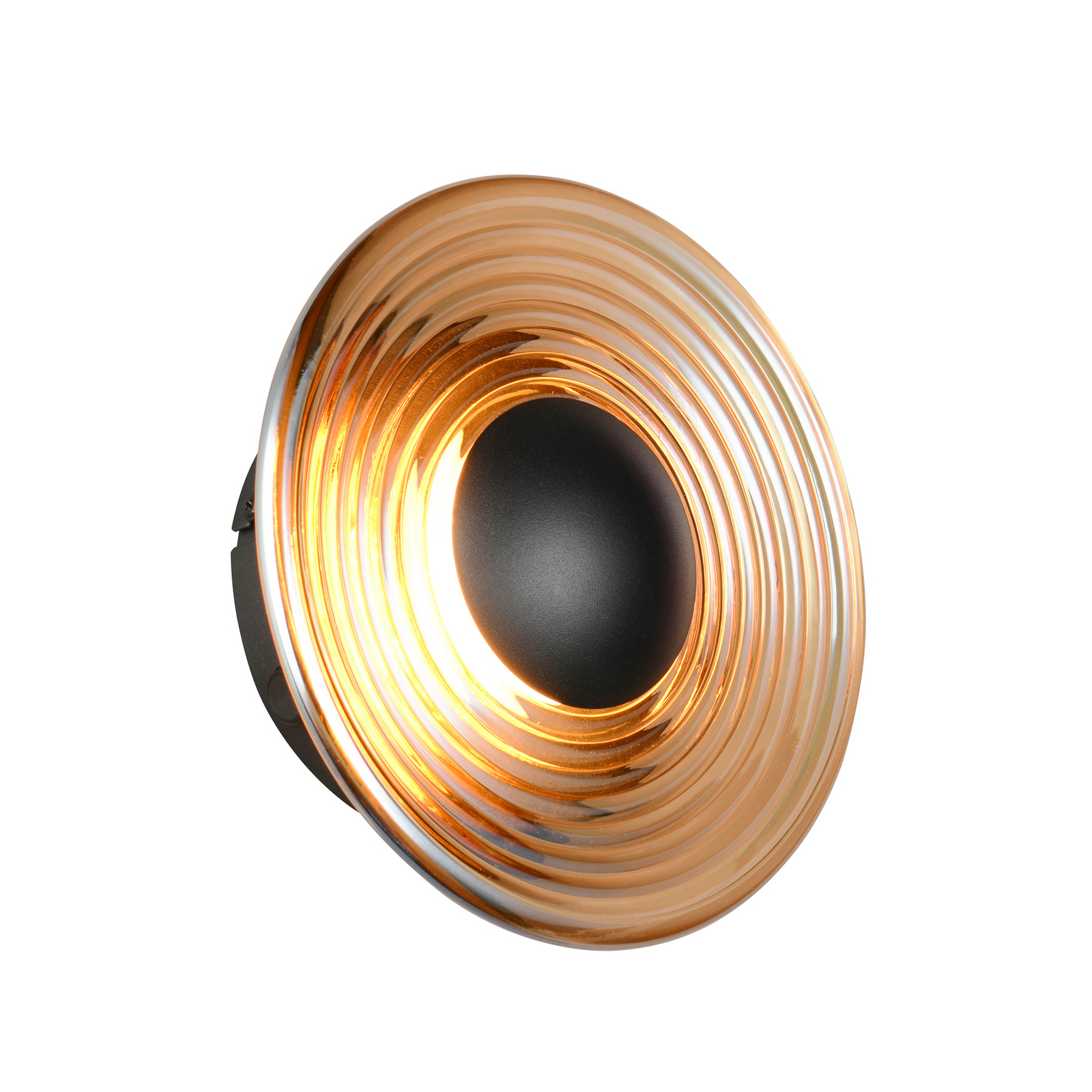 LED sienas lampa „Sirena“, melna/dzintara krāsā, Ø 20 cm, stikls, CCT LED sienas lampa „Sirena“, melna/dzintara krāsā, Ø 20 cm, stikls, CCT