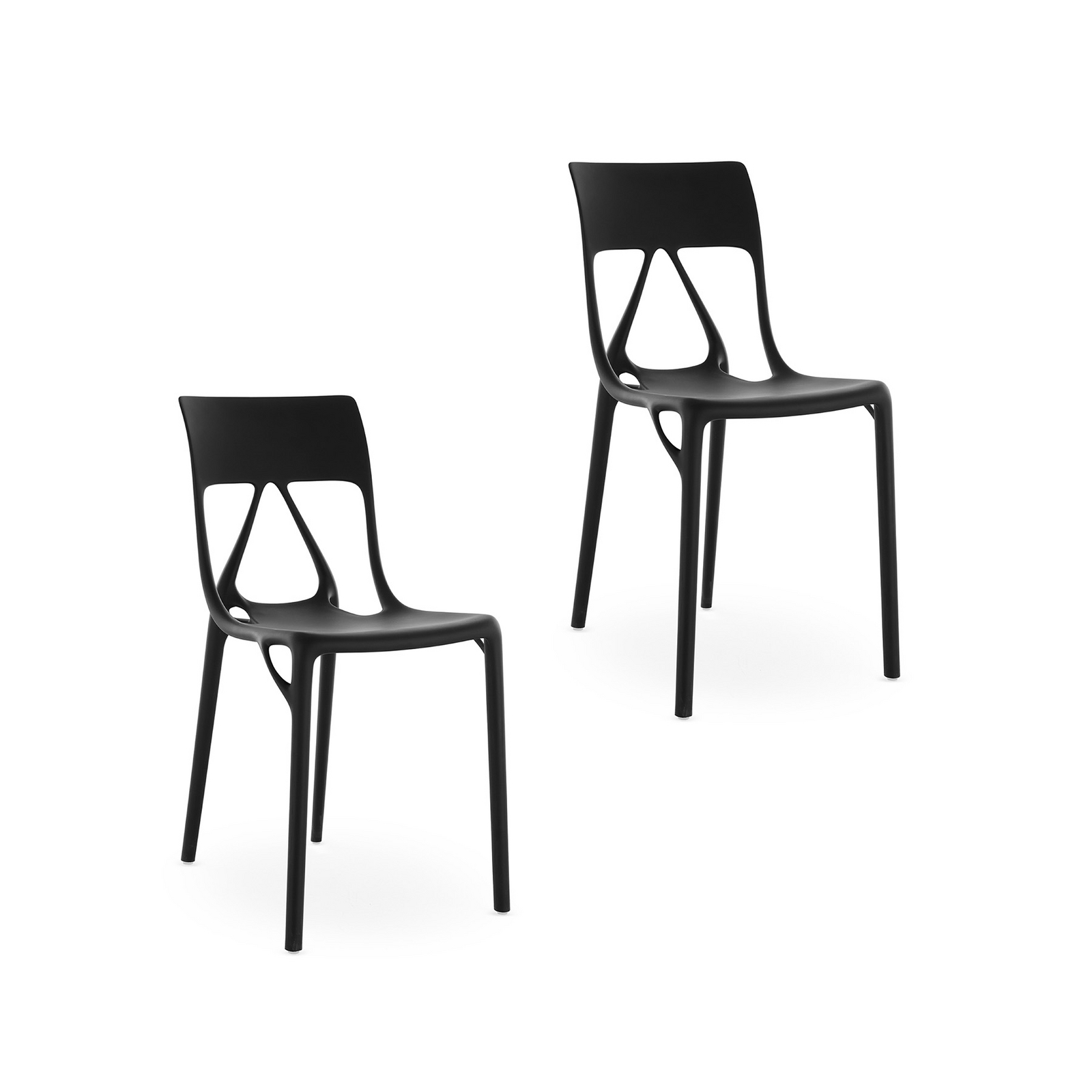 Chaises A.I. Lite, noir, hauteur 80 cm, lot de 2 - Kartell
