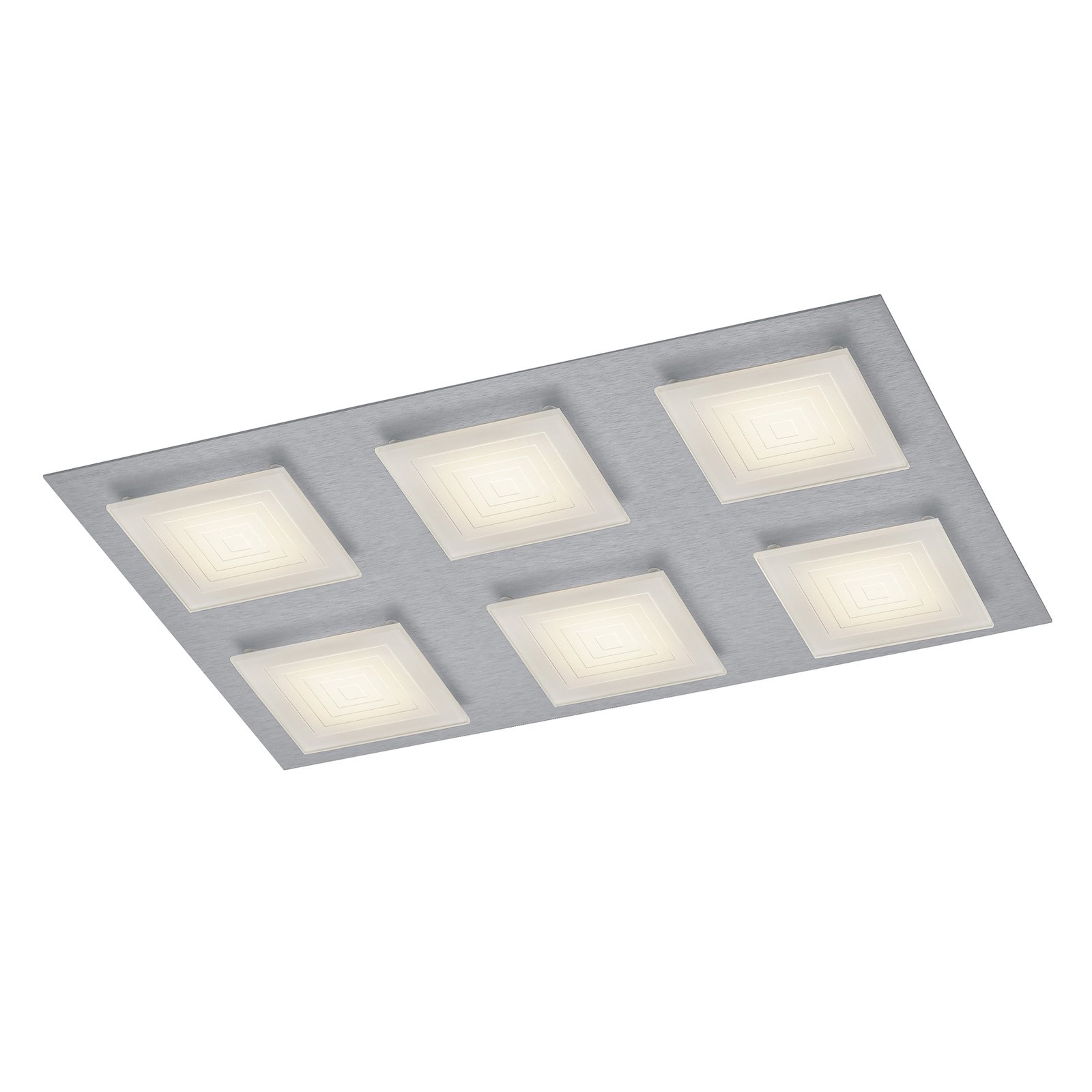 BANKAMP Ino LED ceiling light 6-bulb silver