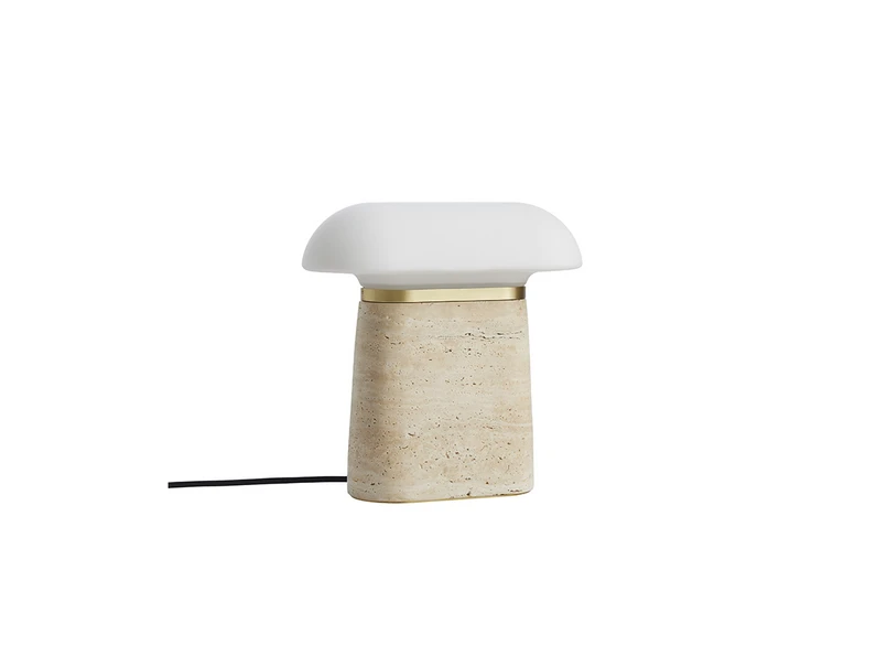 Woud – Nova Tischleuchte Ivory Travertine/Opal