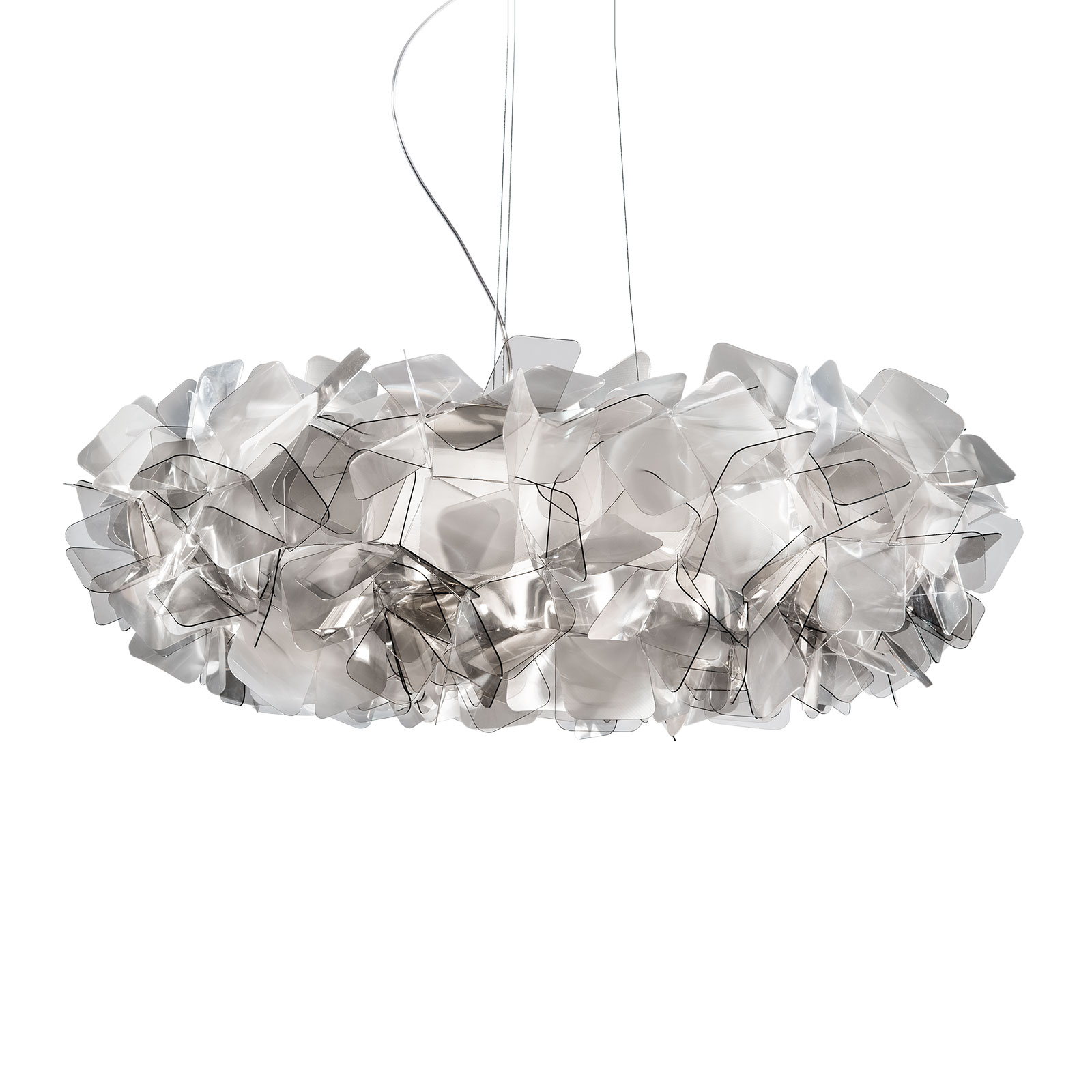 Slamp Clizia hanging light, Ø 78 cm, smoked, for Living / Dining Room, plastic, E27, 12 W, energy efficiency: A++, H: 28 cm