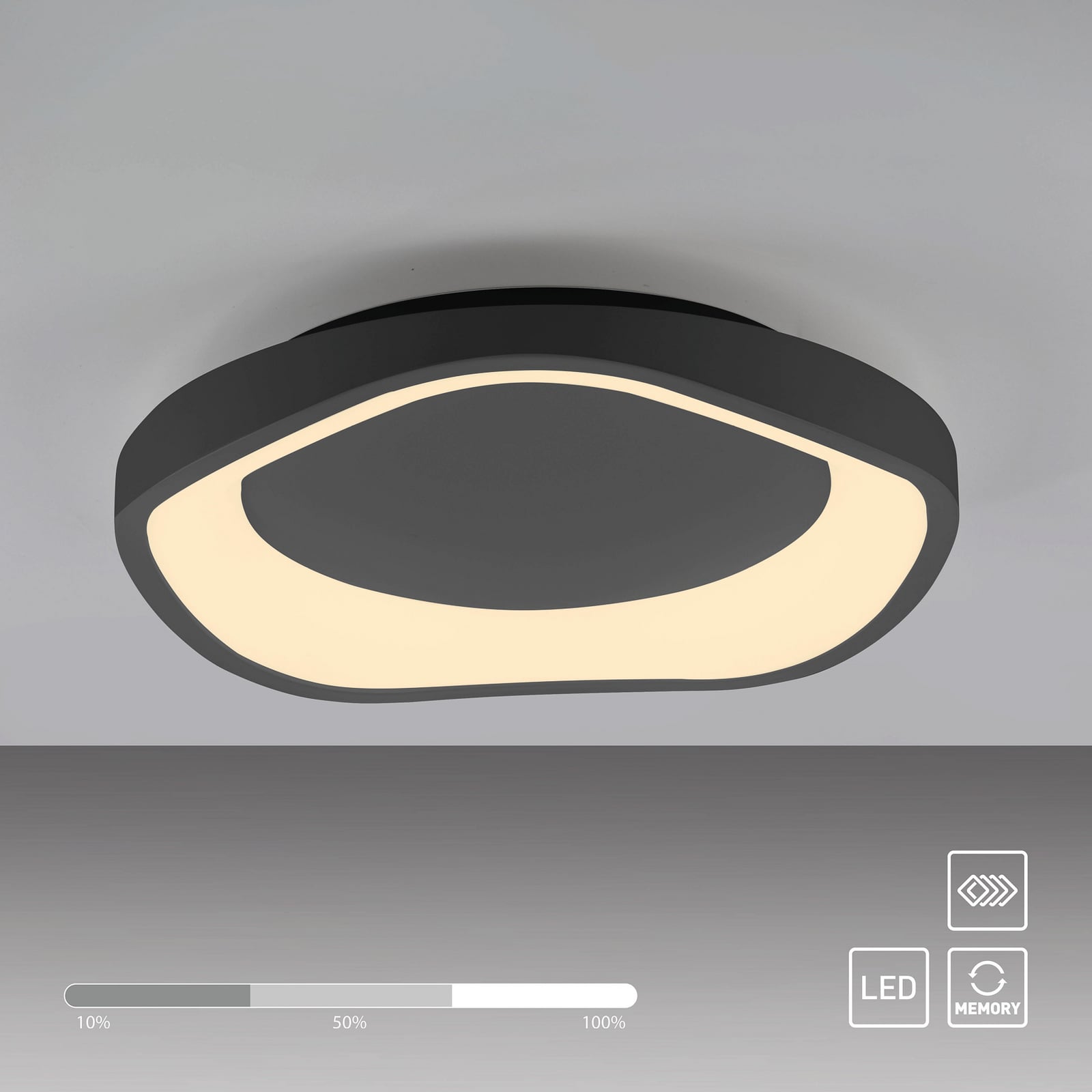 LED lubų šviestuvas „MONTA“, juodos spalvos, skersmuo 40 cm, metalinis,