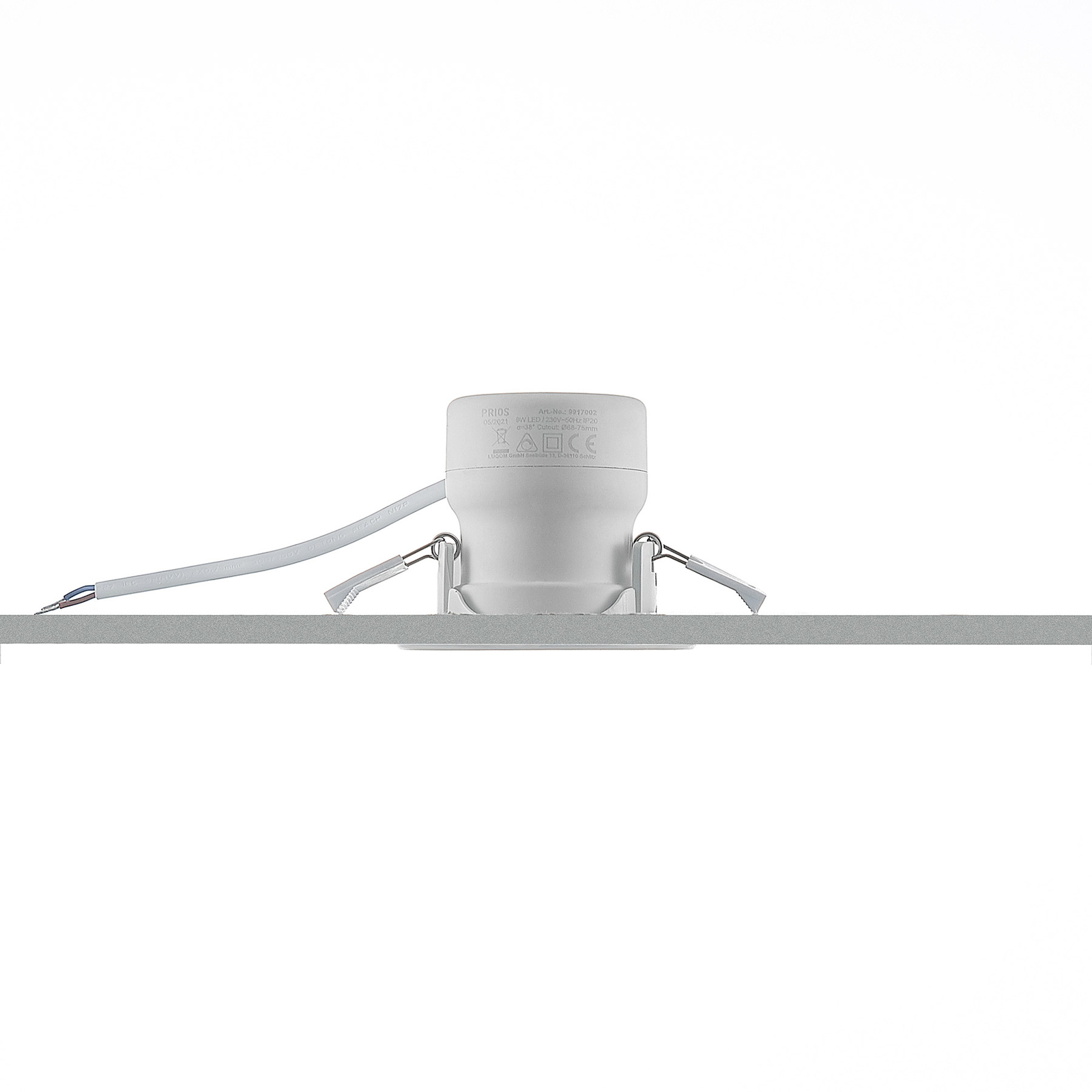 Lámpara empotrable Prios LED Shimar, blanca, 9 W, 3000K, atenuable