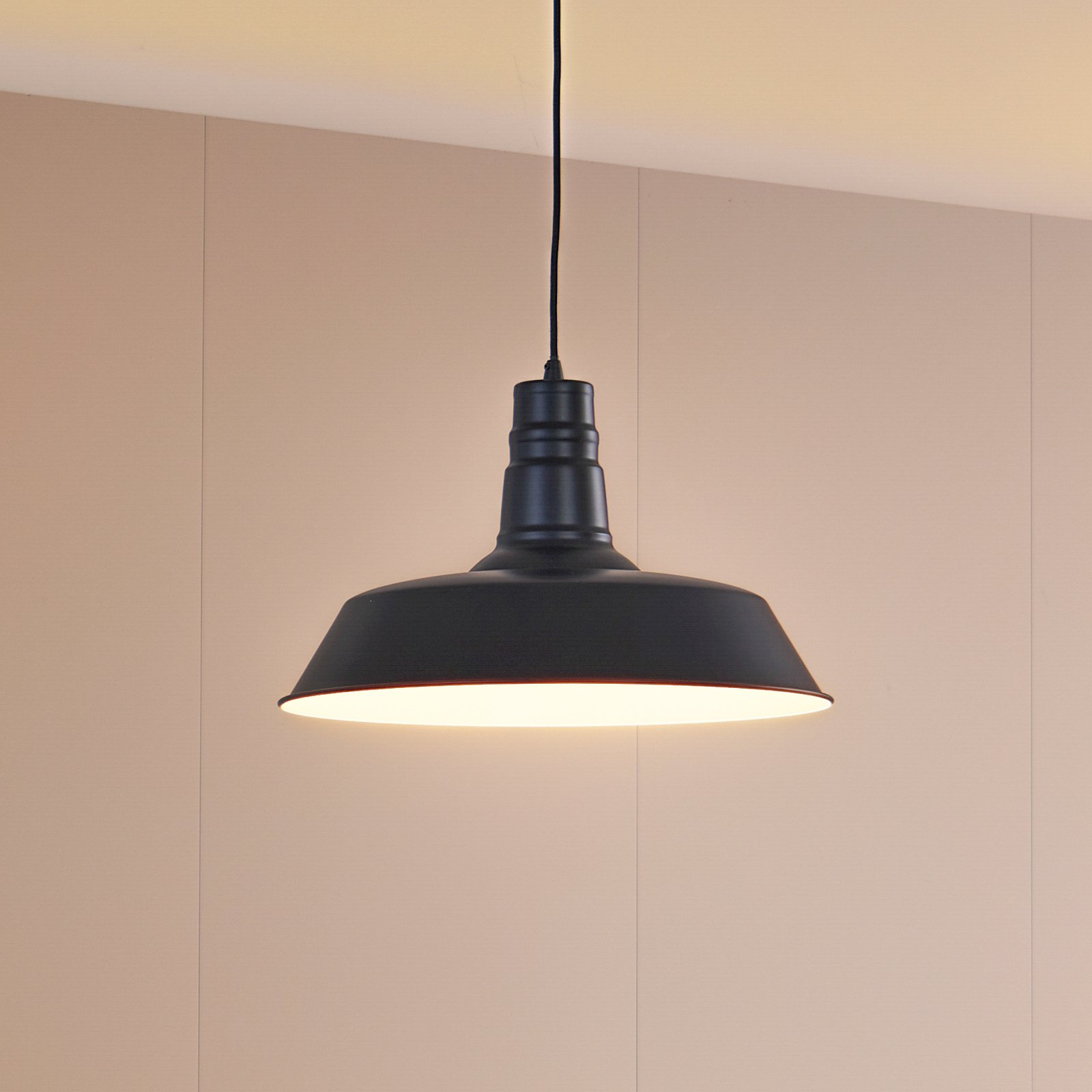 Lindby pendant light Laylan, nickel/white, Ø 46 cm, metal