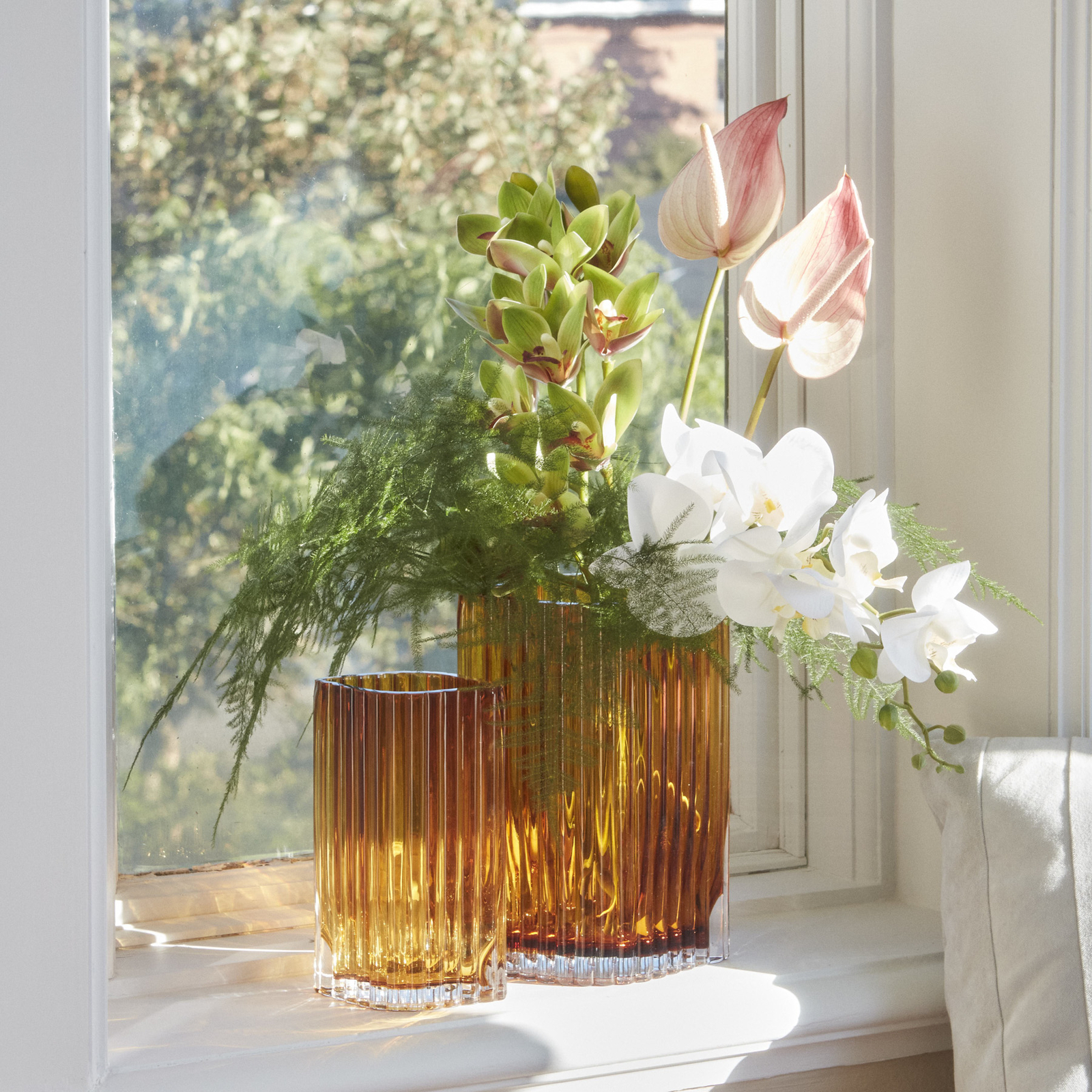 AYTM Folium vase, height 25 cm, amber-coloured, glass