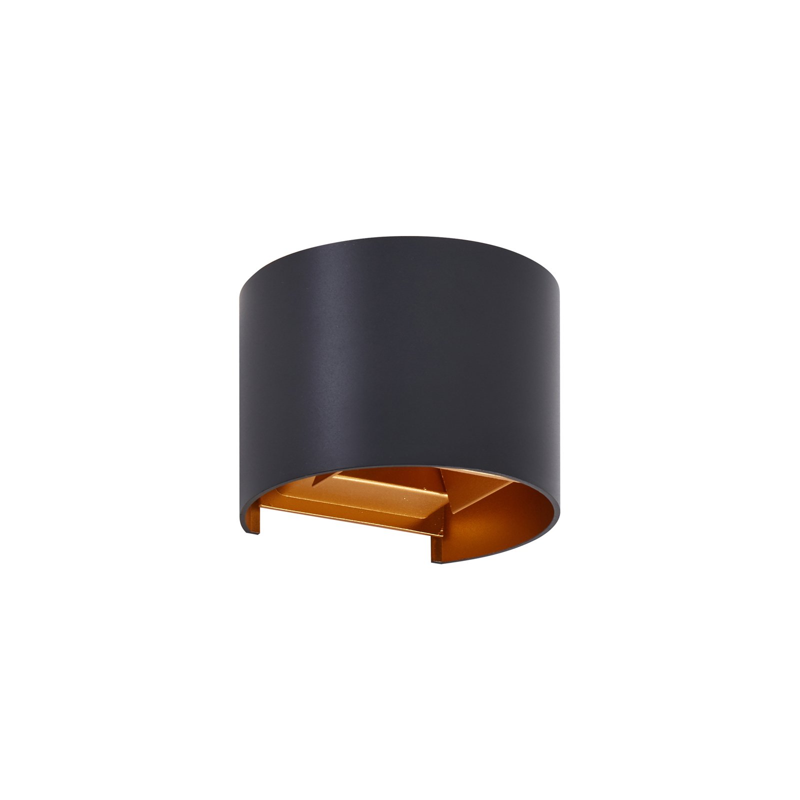 Lindby LED outdoor wall light Nivar, round, black/gold-coloured