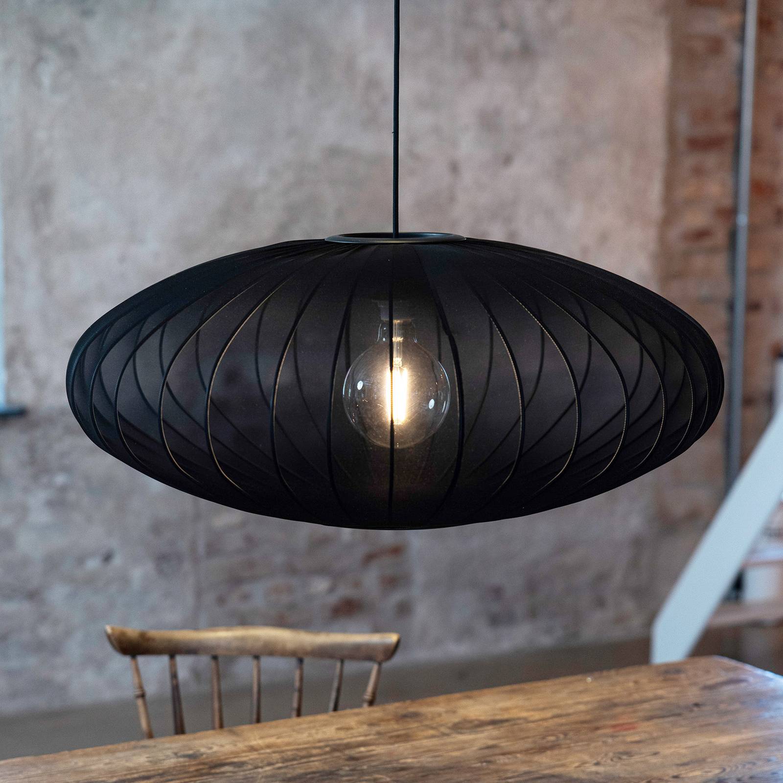 Lampa wisząca Florence, Ø 75 cm, czarna, nylon