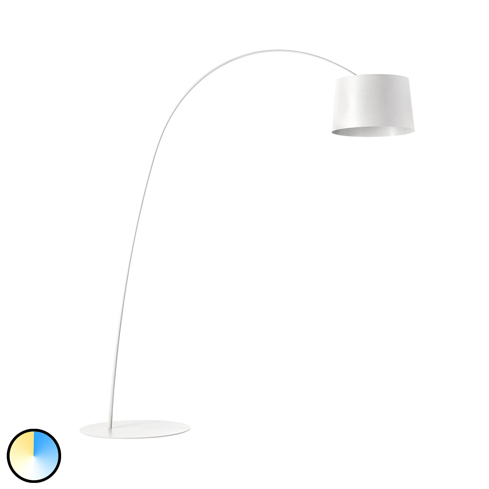 FOSCARINI Foscarini MyLight Twiggy LED arc light, white, for Living / Dining Room, fibreglass composite material, PMMA, polycarbonate, metal, 33 W, energy efficiency: A+, H: 220 cm
