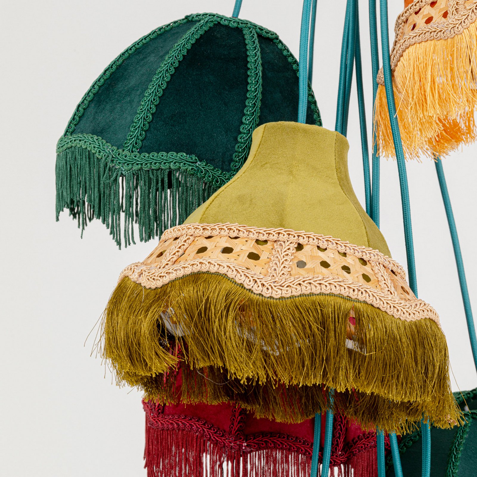 KARE Hängeleuchte Saloon Fringes, mehrfarbig, 10-flg., E14