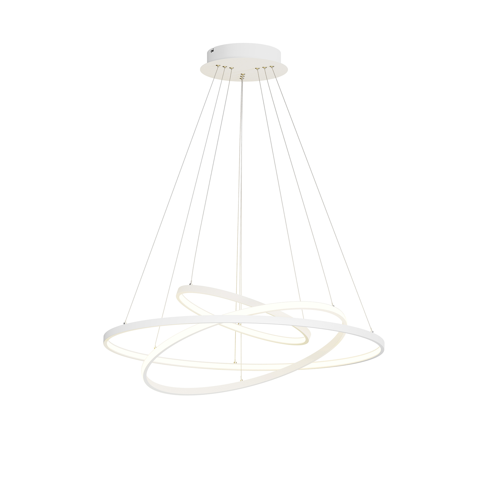 LED závesná lampa Ezana s tromi kruhmi, biela