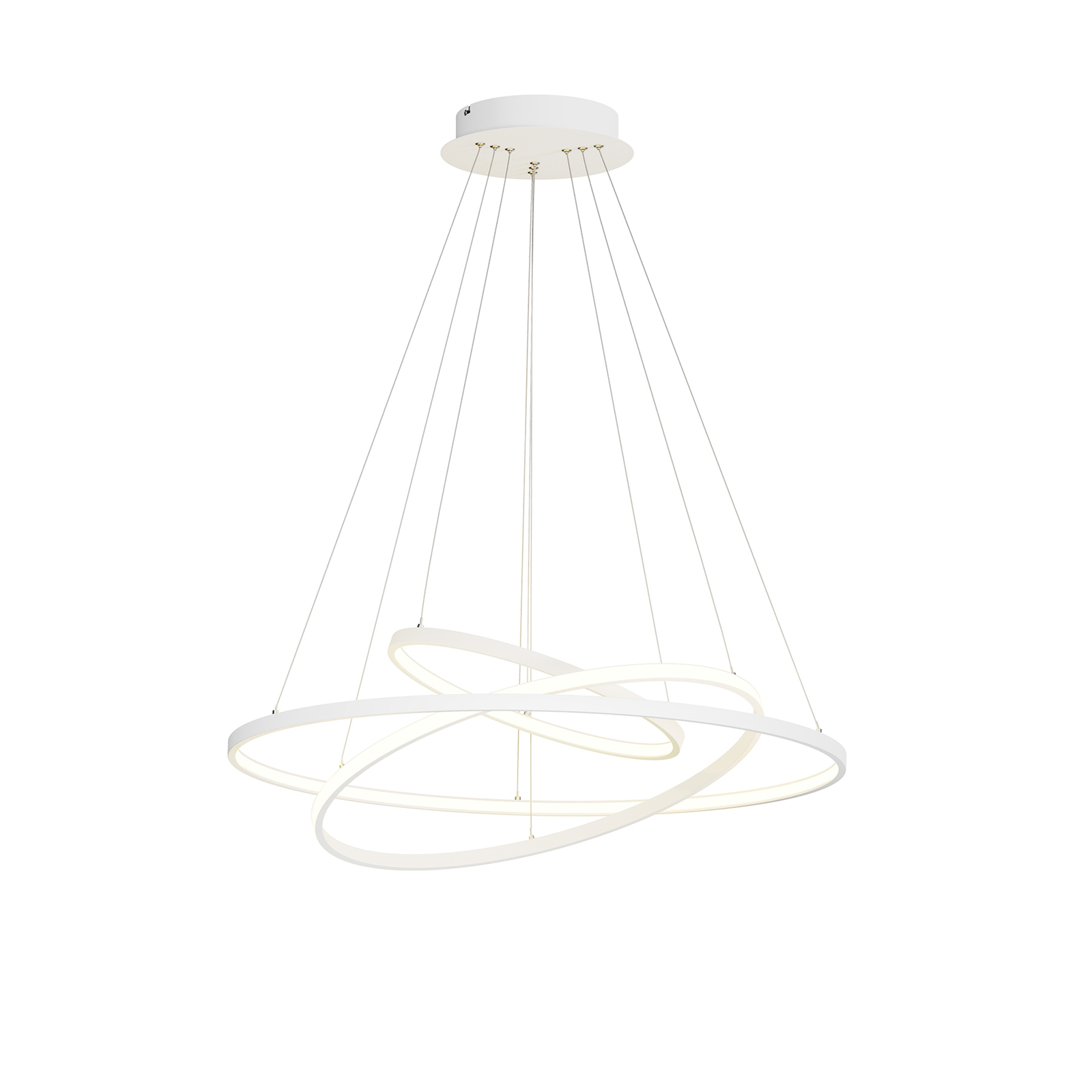 Suspension LED Ezana en trois anneaux, blanc