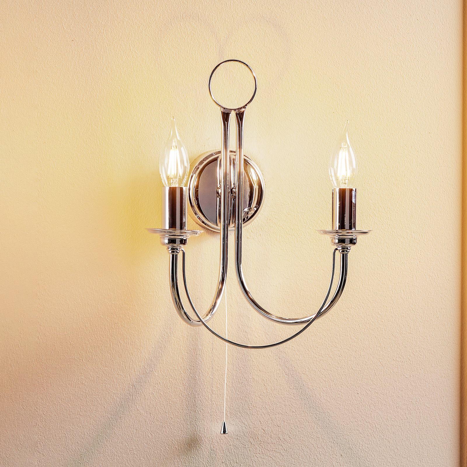 Wandlamp Retro, 2-lamps, chroom
