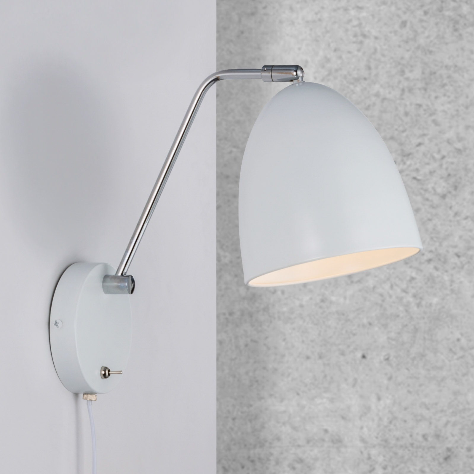 Vegglampen Alexander med kabel og plugg, hvit