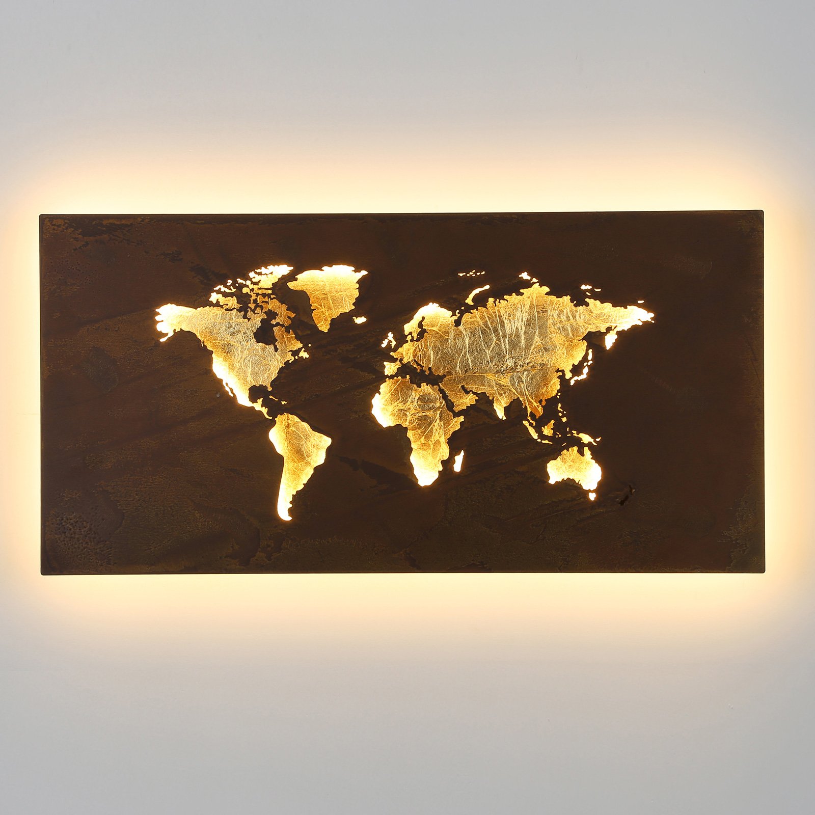 LED wandlamp Linda in landkaart-design goud