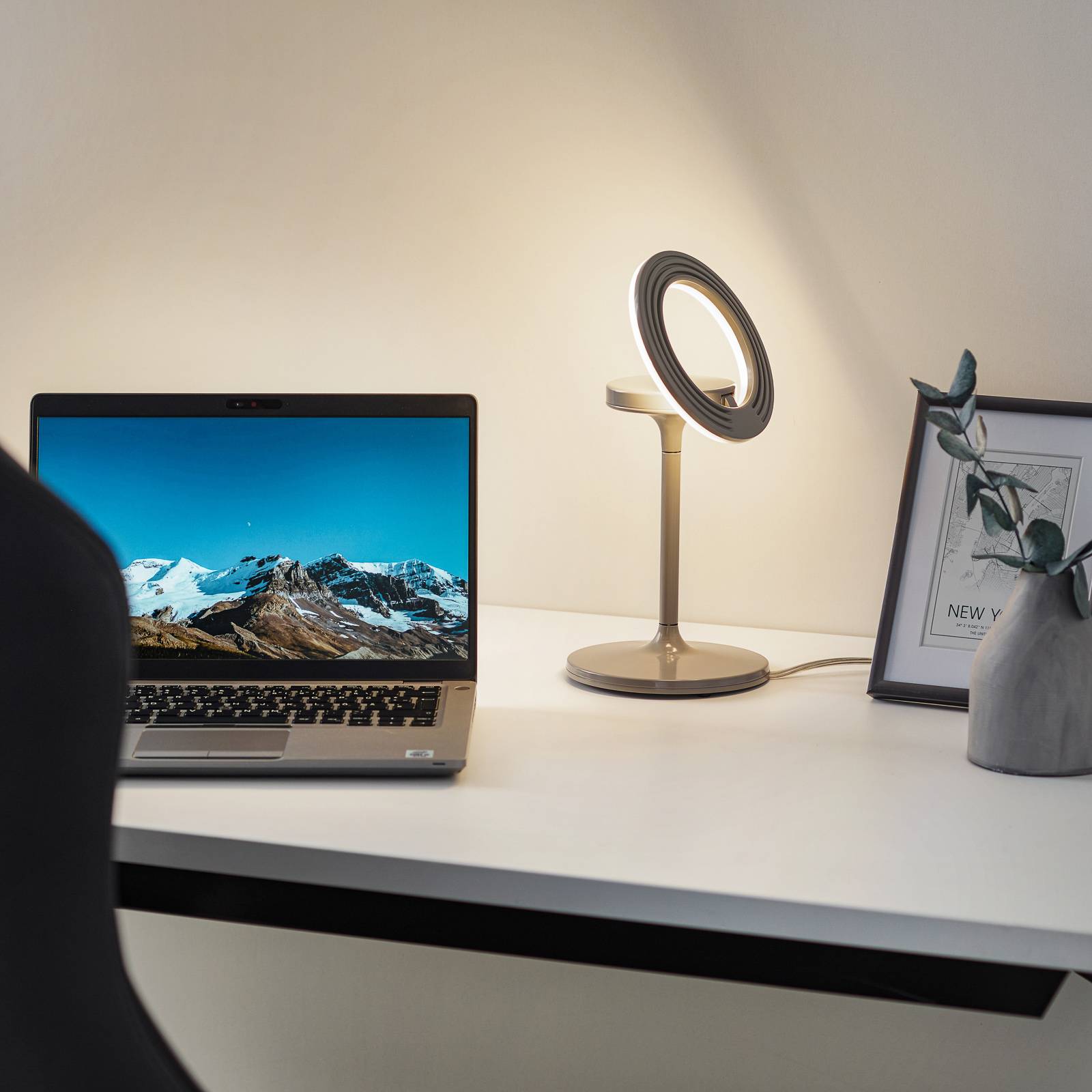 E-shop Filigránska stolová lampa LED, otočná/výklopná svetlo sivá
