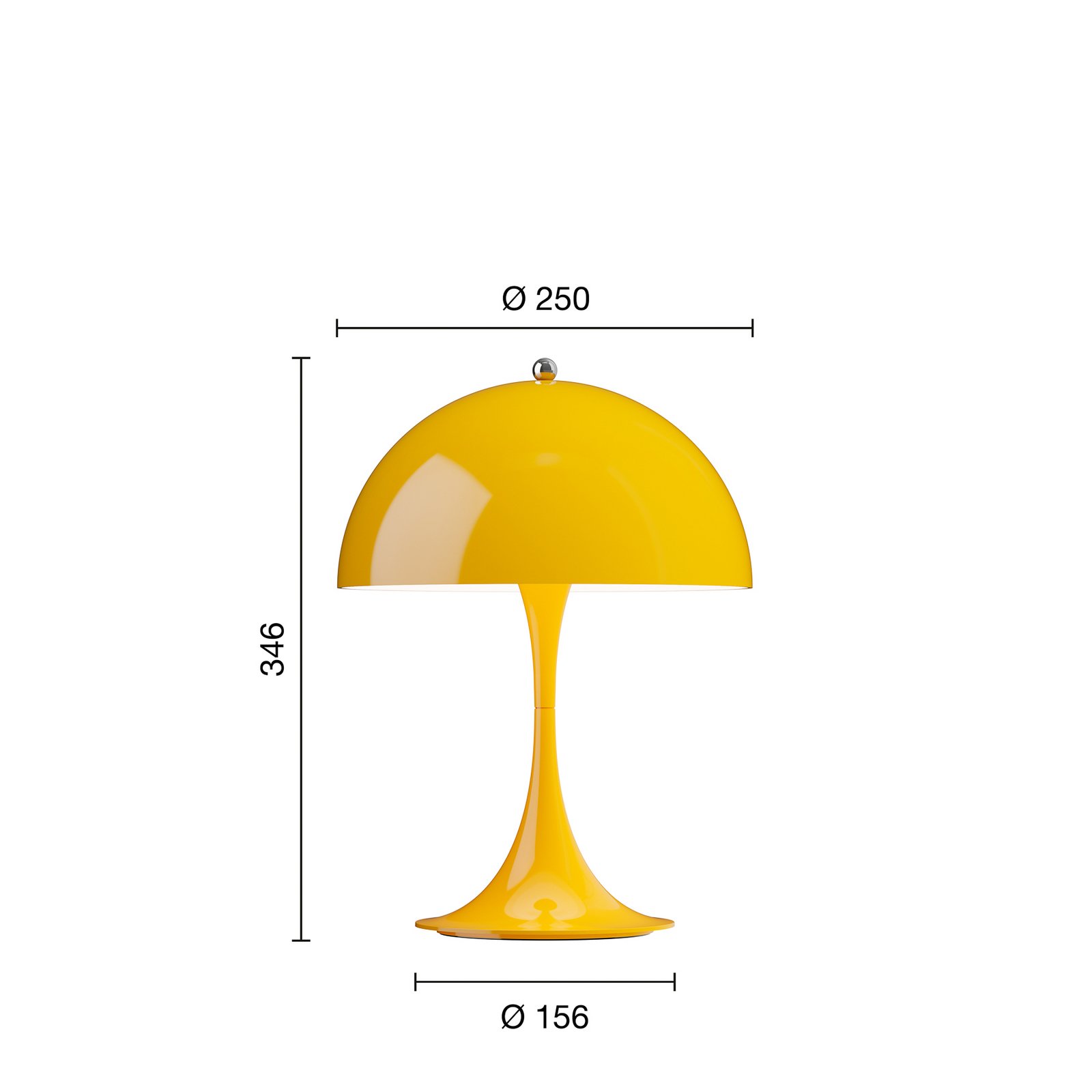 Panthella 250 yellow IP44 LED rechargeable lamp - Louis Poulsen