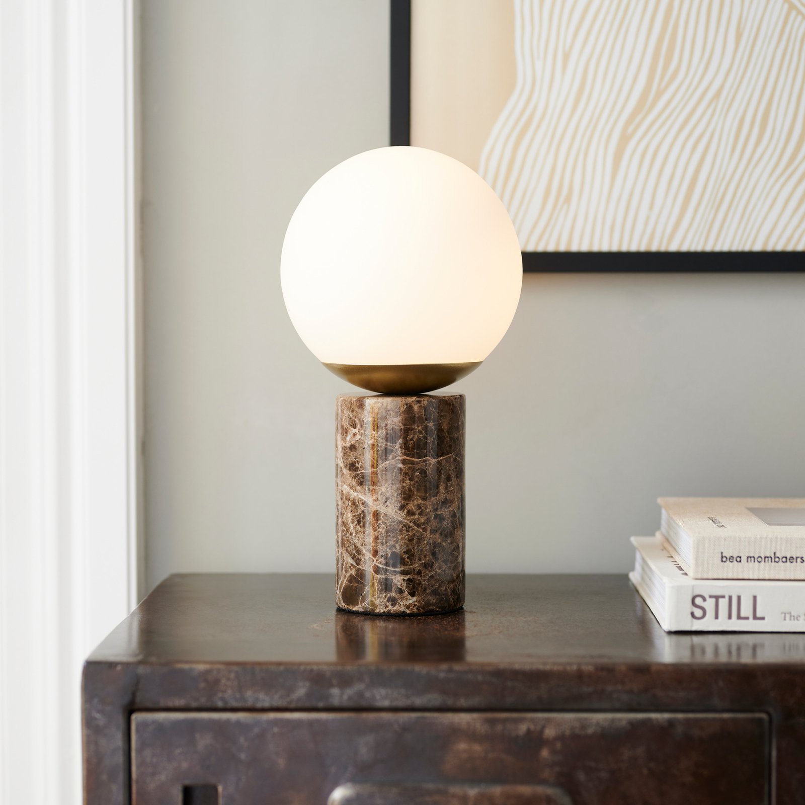 Tafellamp Lilly Marble met marmersokkel, bruin