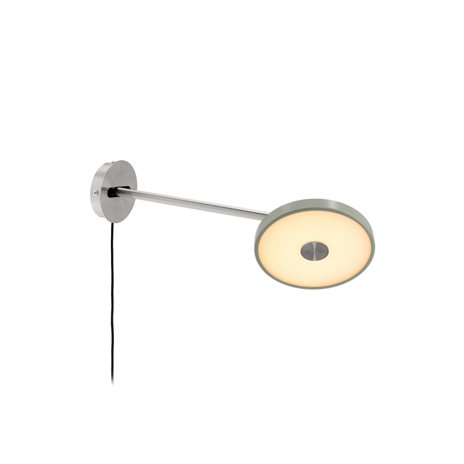 Asteria Long LED-v&auml;gglampa, olivgr&ouml;n, st&aring;l, stickkontakt &ndash; UMAGE - Vardagsrum - Design - Metall - Med en ljusk&auml;lla