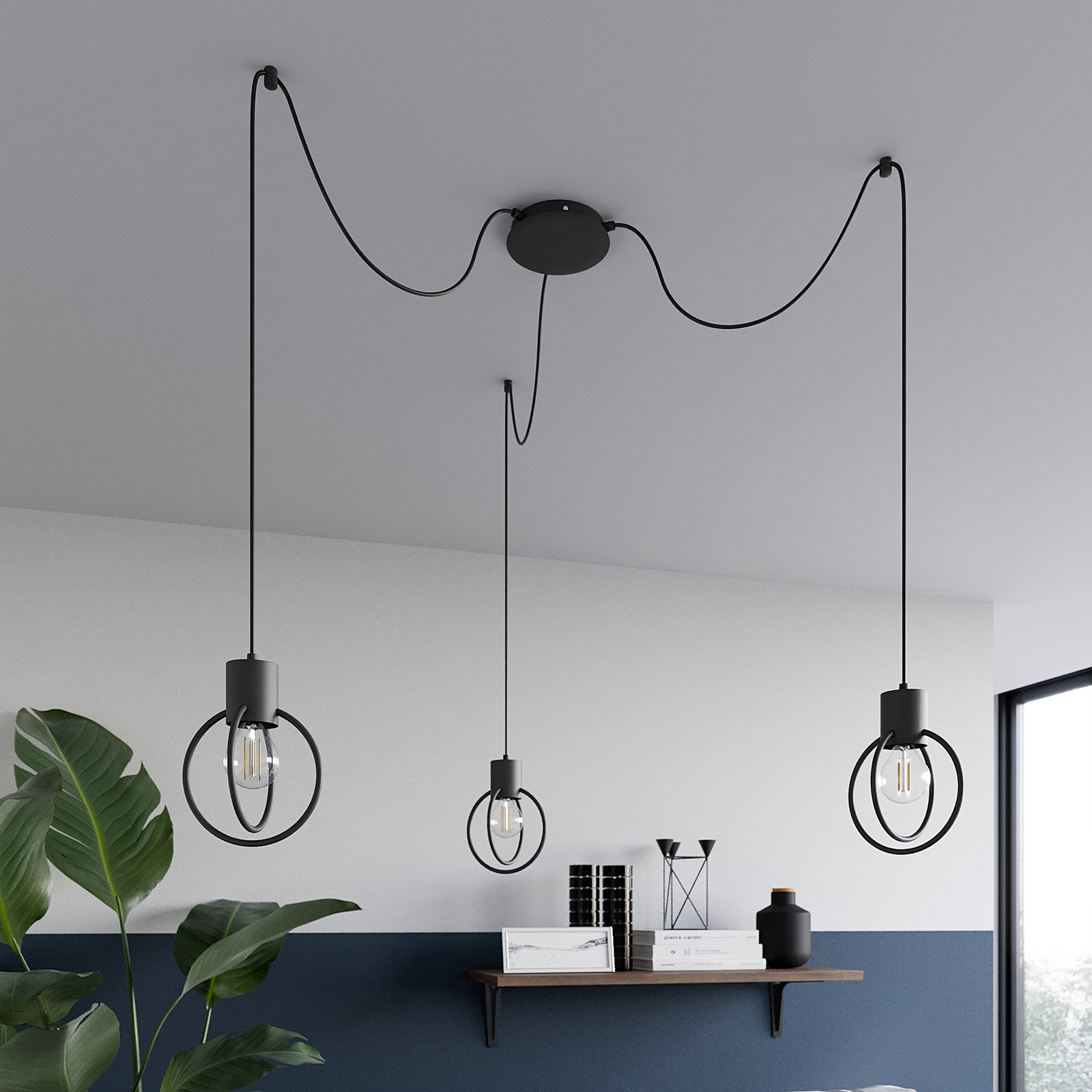 Aura 3 hanglamp, 3-lamps, zwart