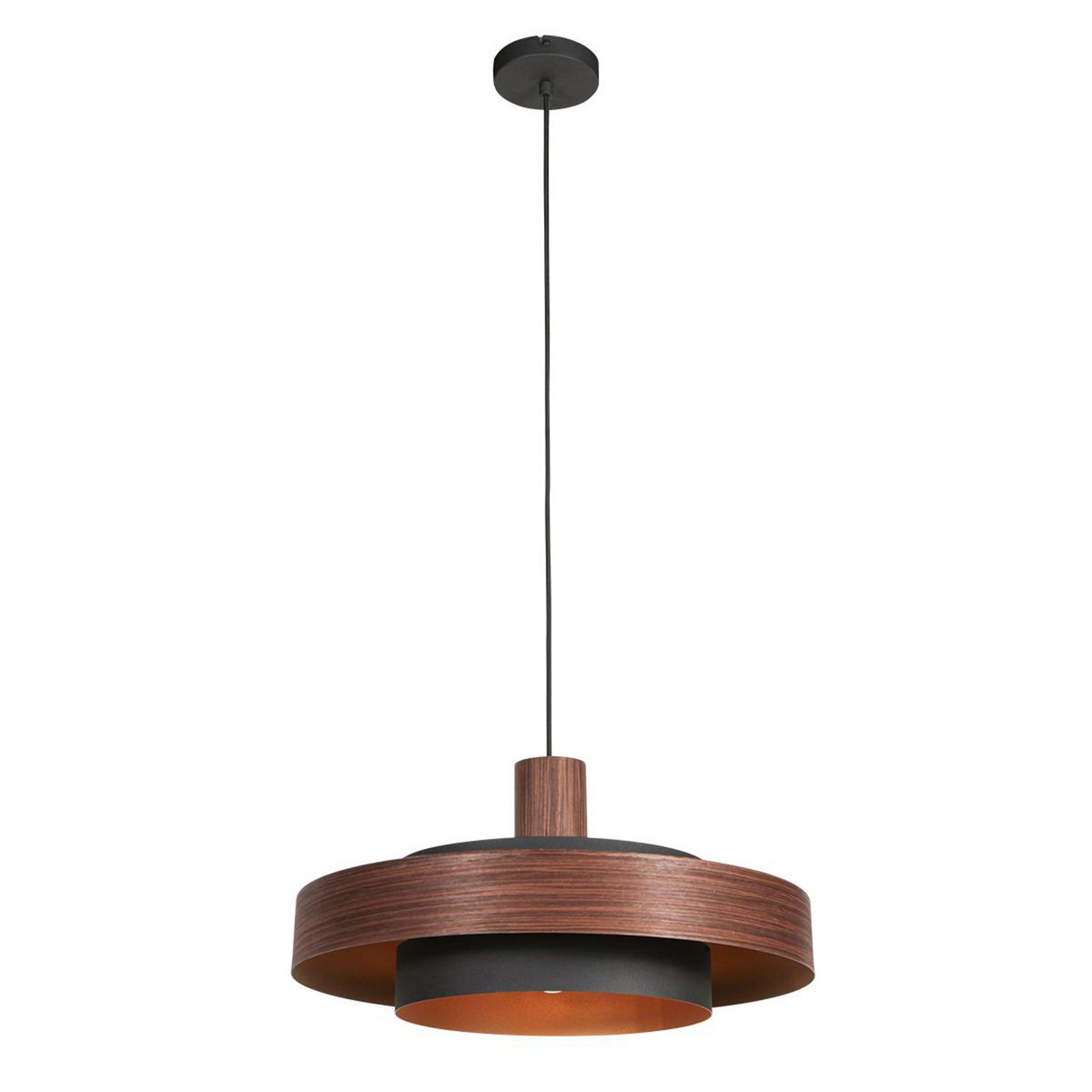 Suspension Flinter, décor bois, métal, Ø 50 cm, E27