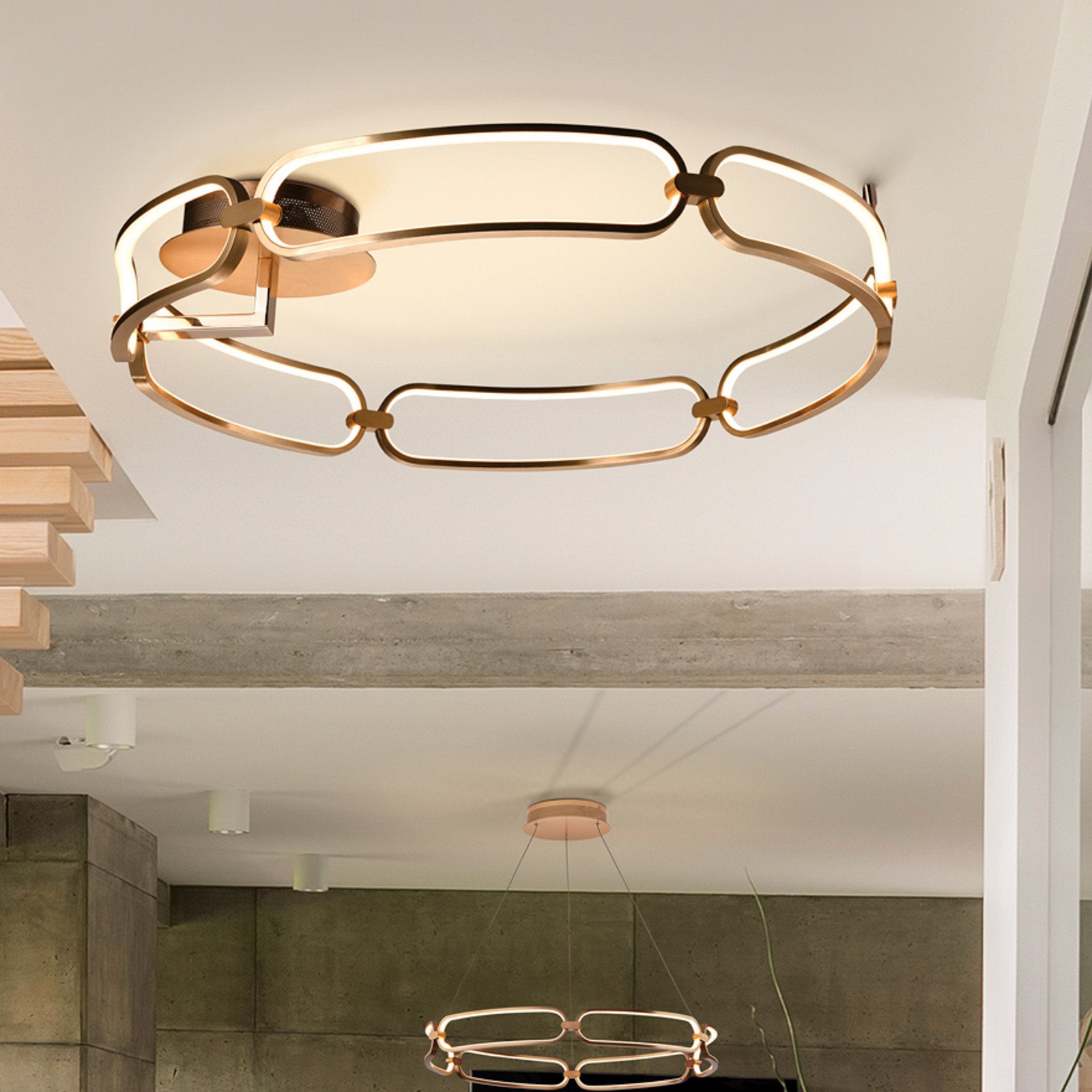 Schuller Valencia Plafonieră cu LED Colette șase lumini aur roz - Camera de zi / sufragerie - modern - aur roz opal alb - Aluminiu