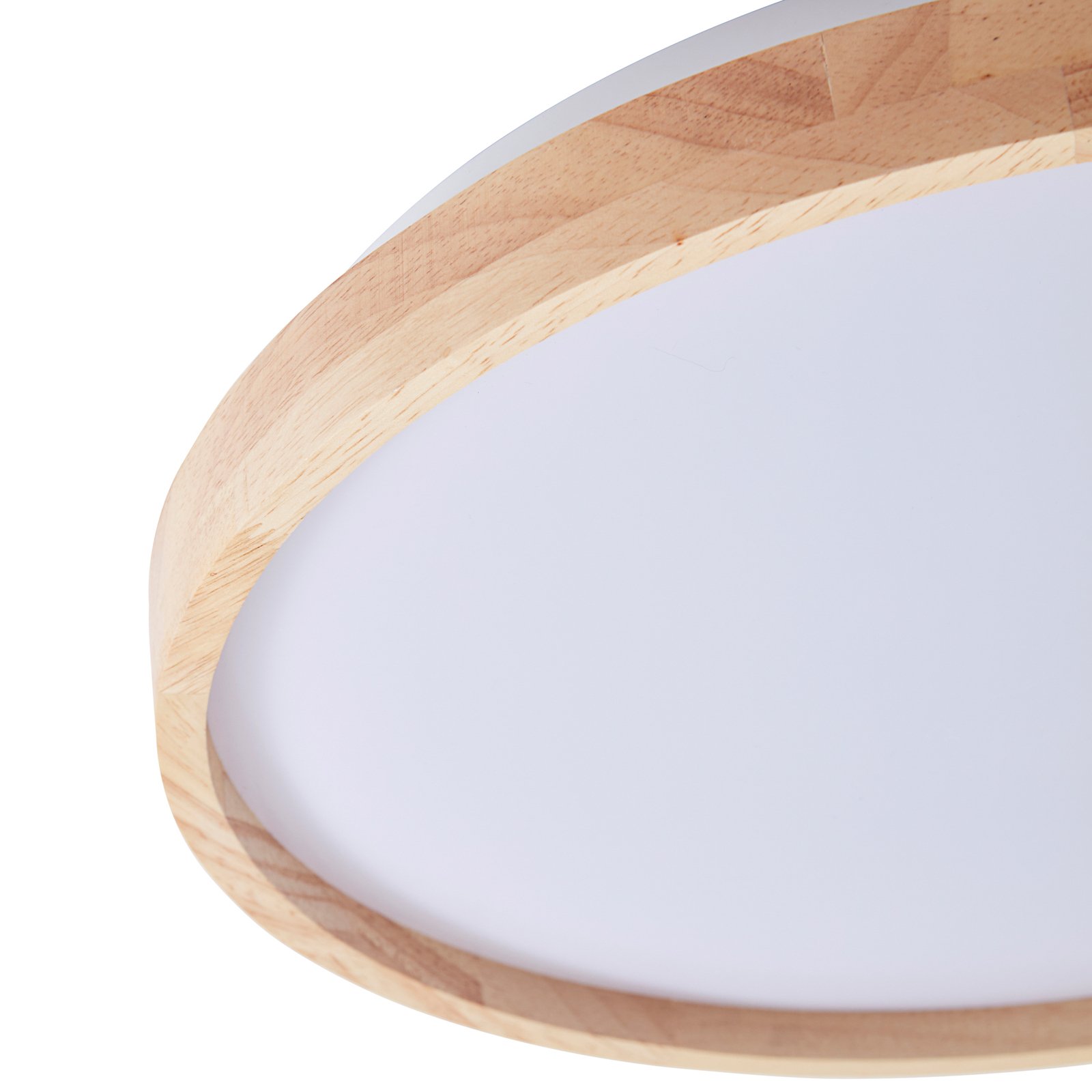 Lindby Mirren LED stropní, dřevo Ø39,5cm smart
