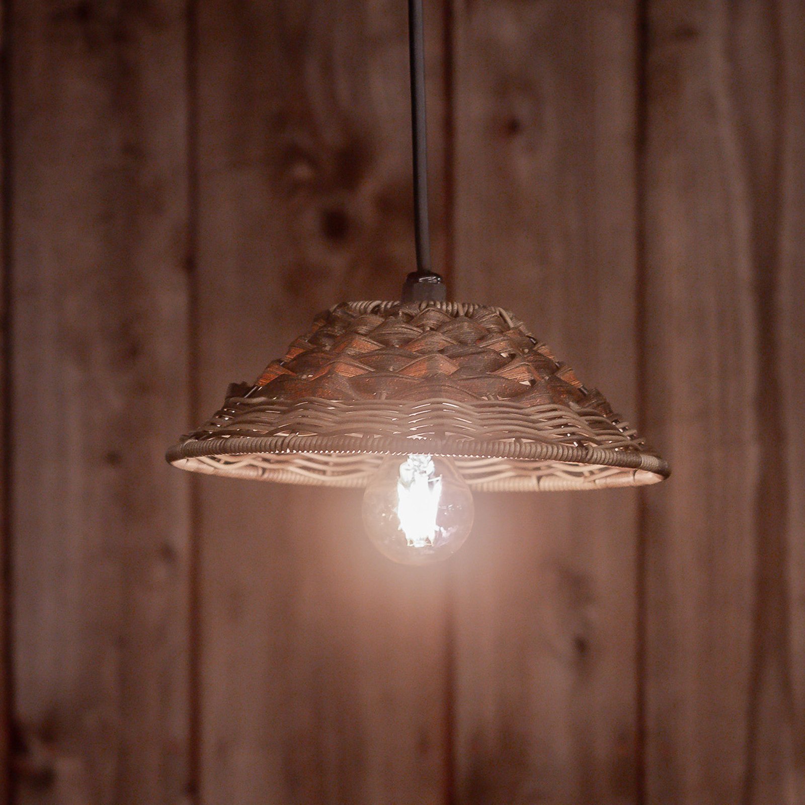 PR Home lampa wisząca zewnętrzna Lise, brązowy, wtyczka, Ø 27 cm