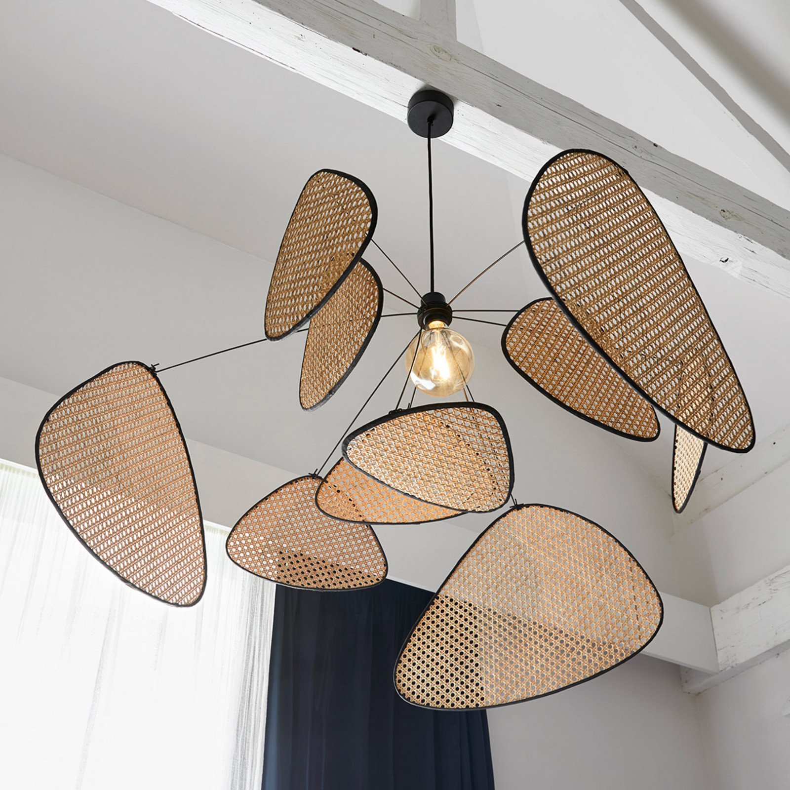 MARKET SET lampă suspendată Ecran XL 60 cm natural rattan - Camera de zi / sufragerie - design - natural negru - Lemn
